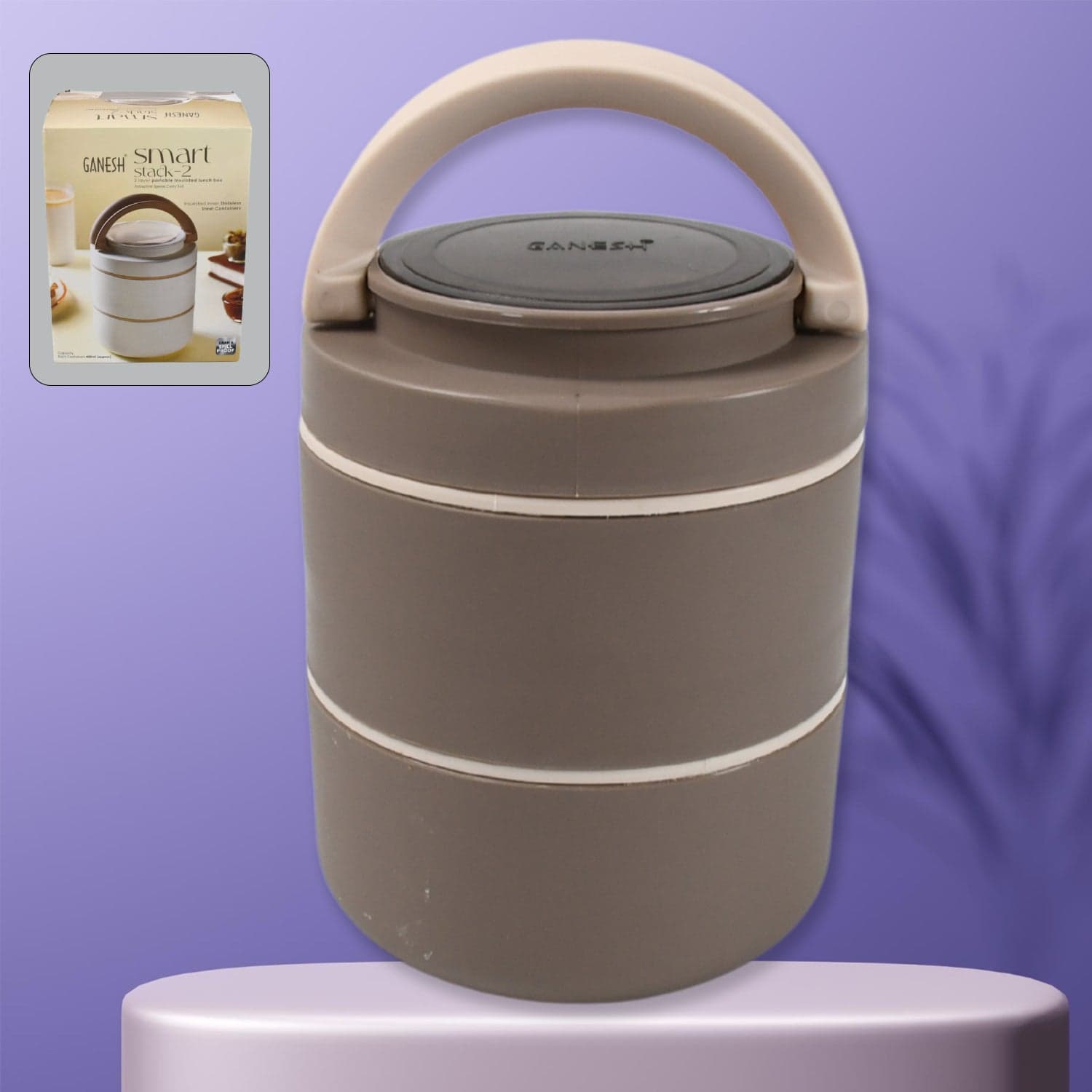 Ganesh Smart Stack 2-Layer Stainless Steel Leak-Proof Lunch Box For Office thumbnail 3