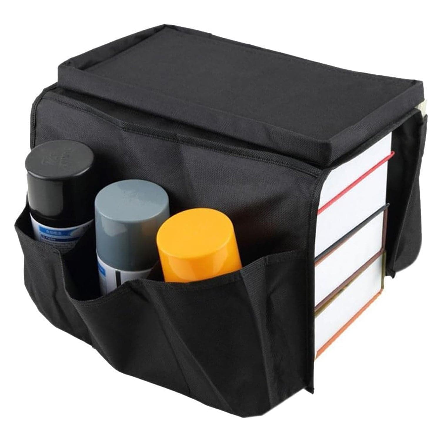 Sofa Arm Rest Hanging Storage Bag, Storage Bag For Sofa Ideal For Sorting Magazines Books (Black) thumbnail 5