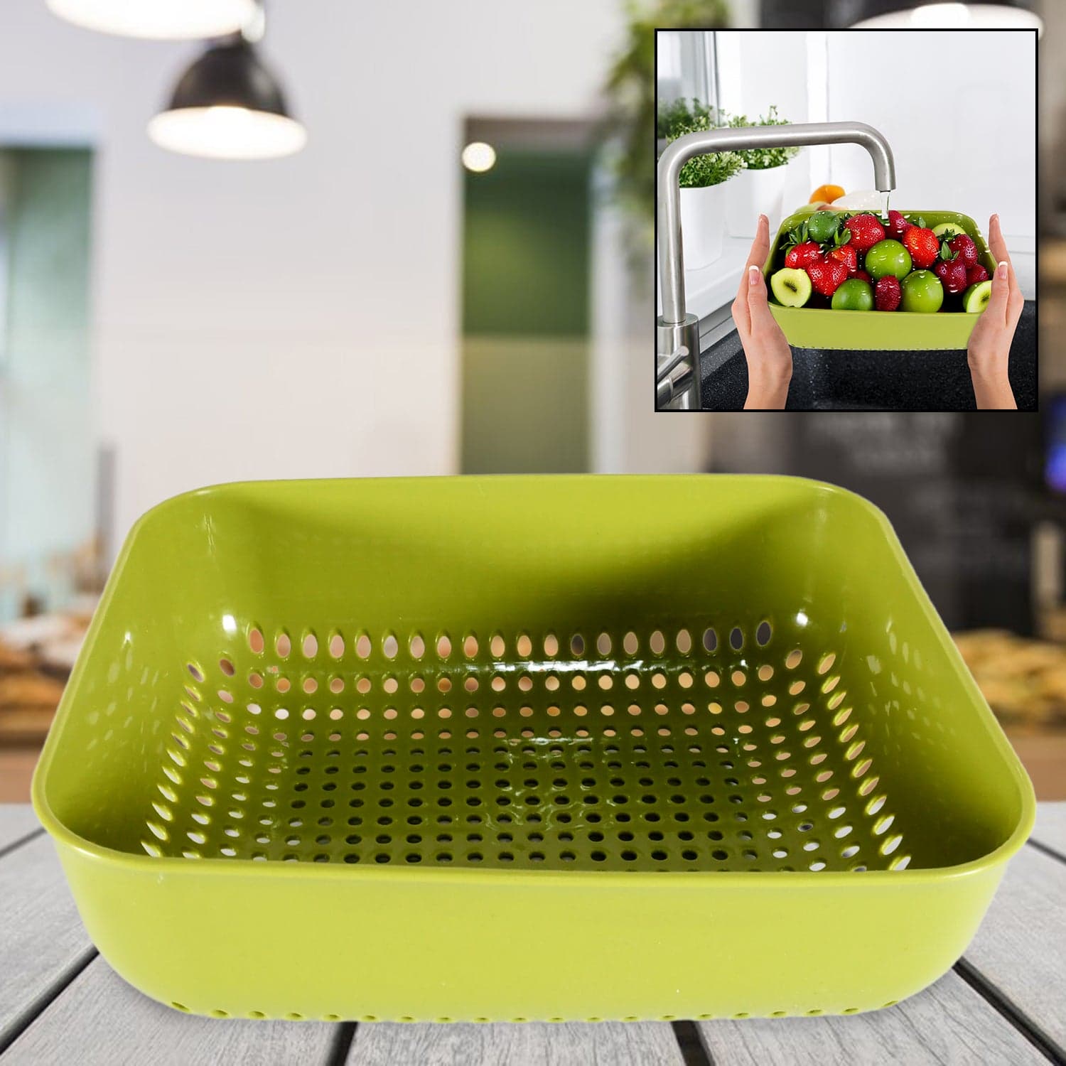 Multipurpose Small Plastic Kitchen Basket, Vegetables And Fruits Washing, Basket (20X17 Cm) thumbnail 1