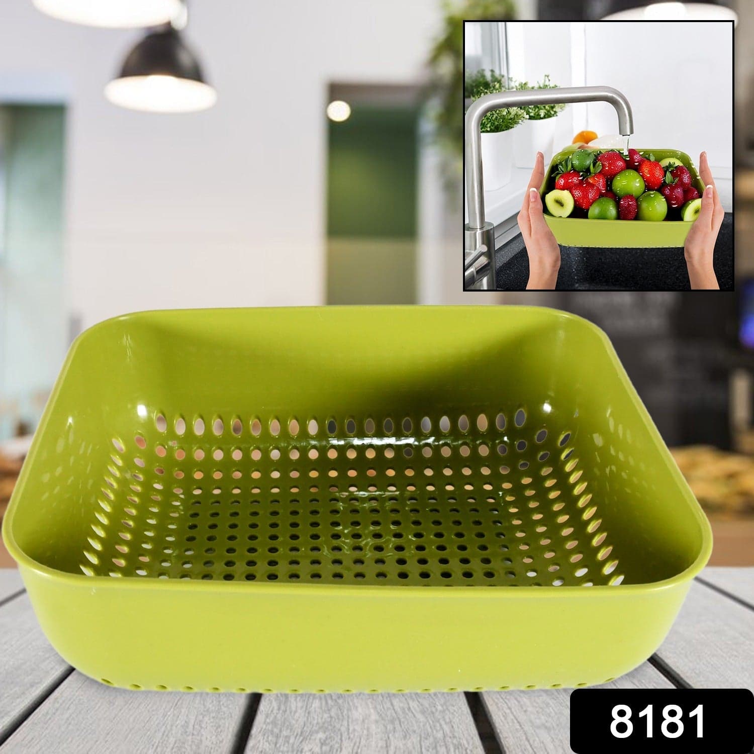 Multipurpose Small Plastic Kitchen Basket, Vegetables And Fruits Washing, Basket (20X17 Cm) thumbnail 2
