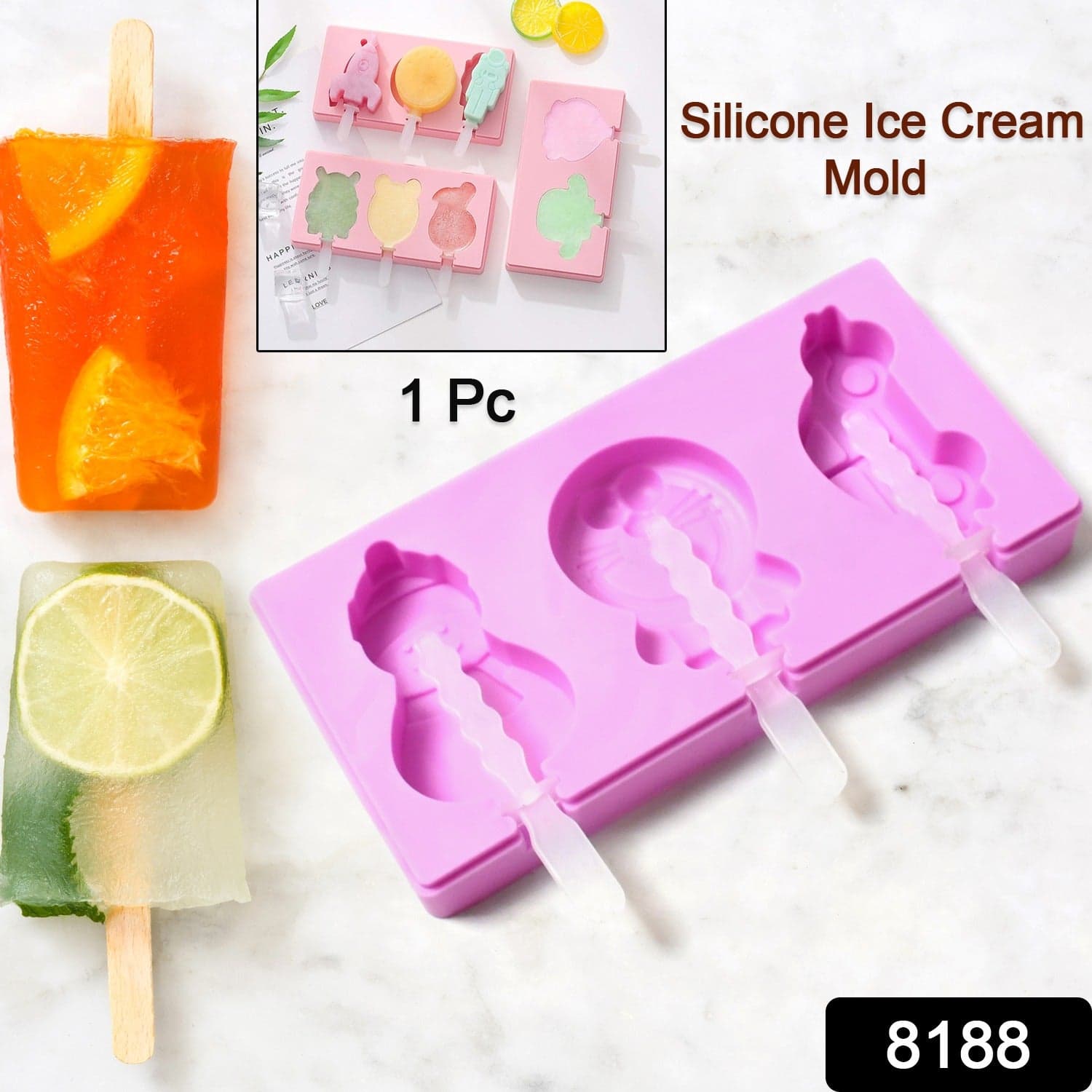 Silicone Popsicle Molds for Summer with Sticks & Lids thumbnail 2