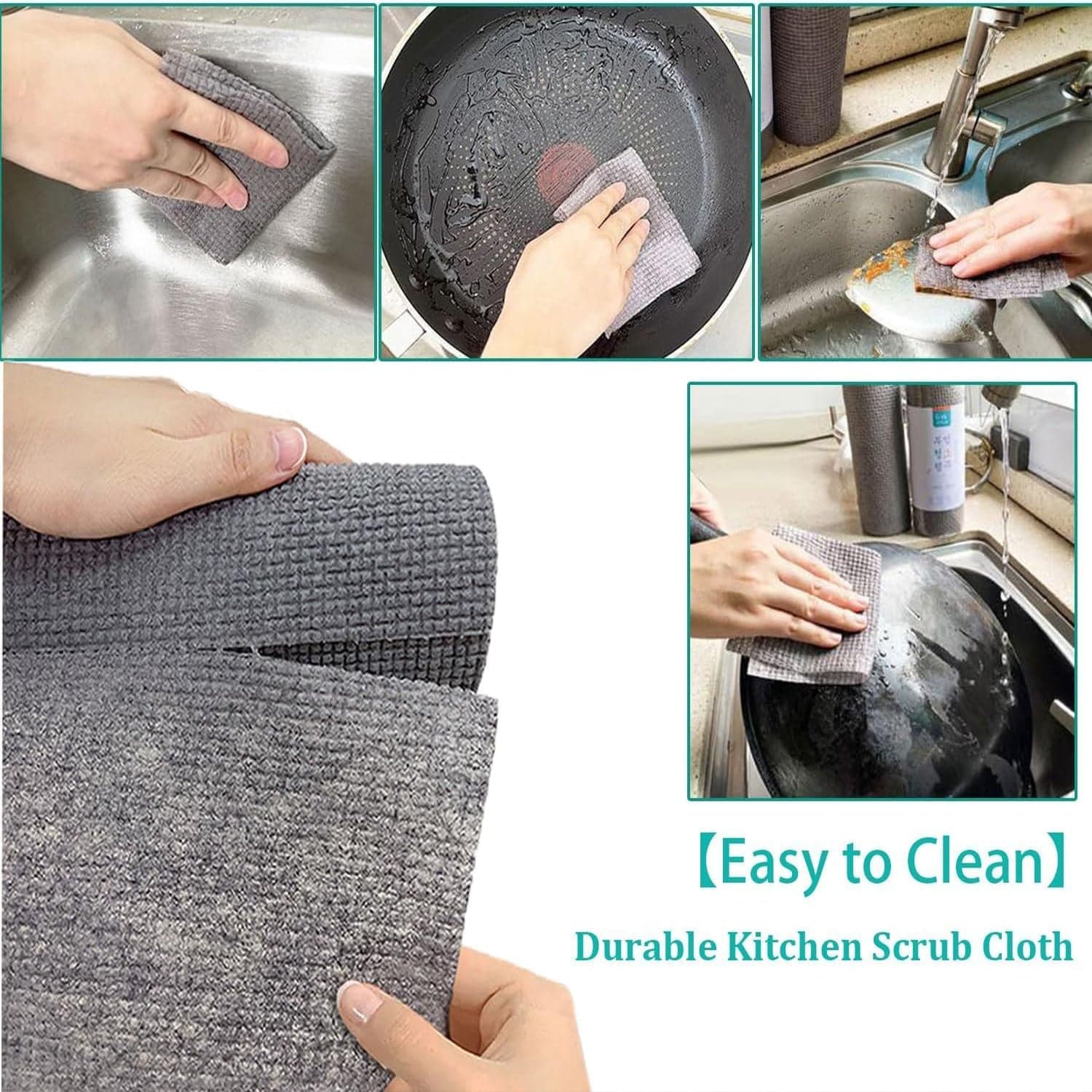 Durable Microfiber Kitchen Scrub Cloth Of Wear-Resistant & Multipurpose Cleaning Cloth (20—22Cm thumbnail 7