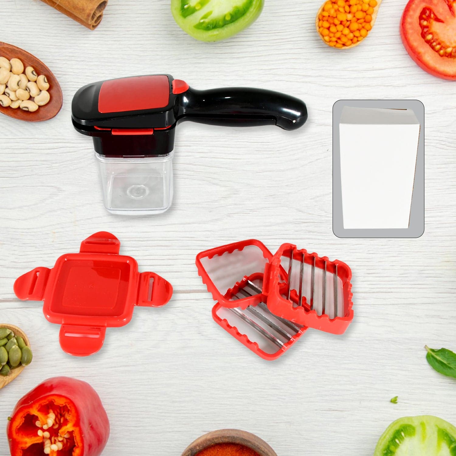 Multifunction Vegetable Cutter Manual Vegetable Quick Dicer Fruit Chopper Slicer With 3 Interchangeable Stainless Steel Blade Inserts thumbnail 1