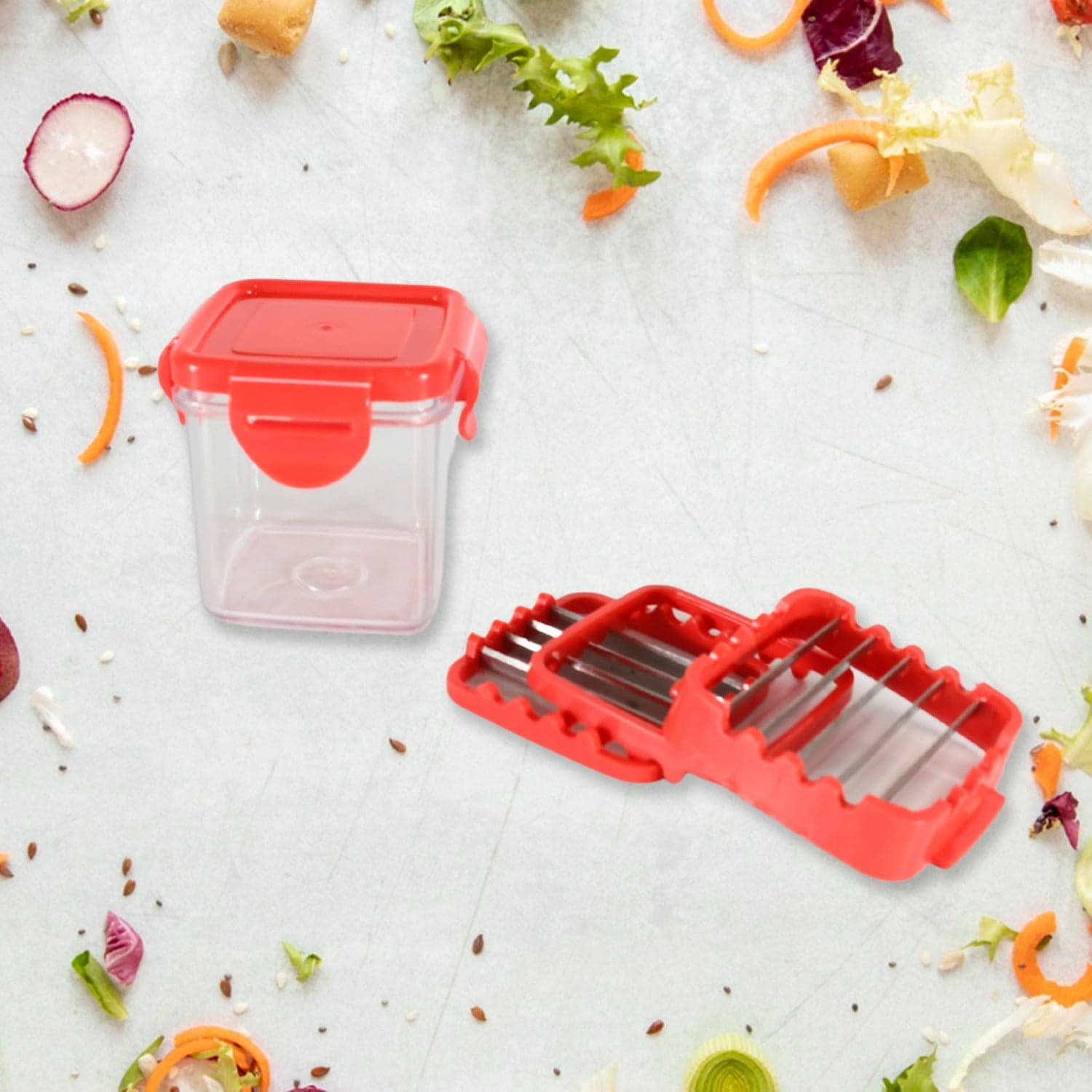 Multifunction Vegetable Cutter Manual Vegetable Quick Dicer Fruit Chopper Slicer With 3 Interchangeable Stainless Steel Blade Inserts thumbnail 6