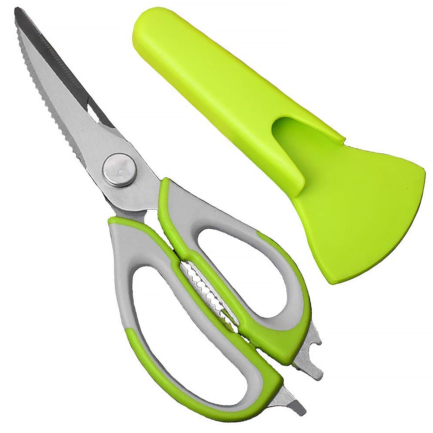Multi-Purpose Kitchen Shears With Magnetic Holder, Stainless Steel, Red Multifunction Heavy Duty And Kitchen Scissors thumbnail 4