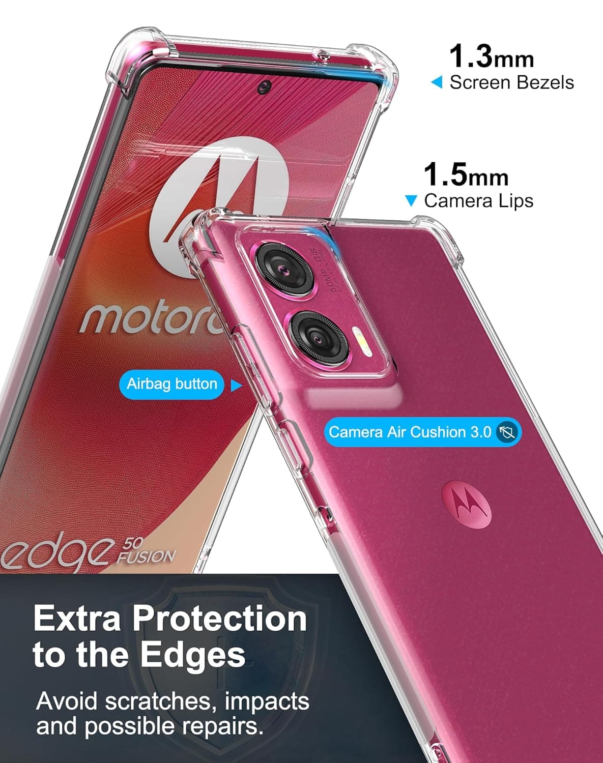 Transparent Shockproof Silicone Protective Back Cover For Motorola Edge 50 Fusion  thumbnail 5