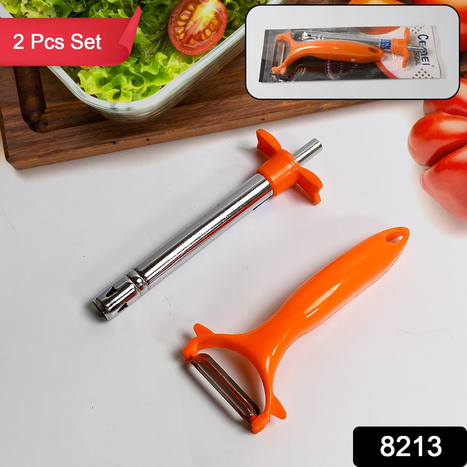 2 In 1 Kitchen Combo Lighter, Stainless Steel Durable Gas Lighter With Vegetable Cutter Peeler, For Kitchen Steel Gas Lighter (2 Pc Set) thumbnail 2