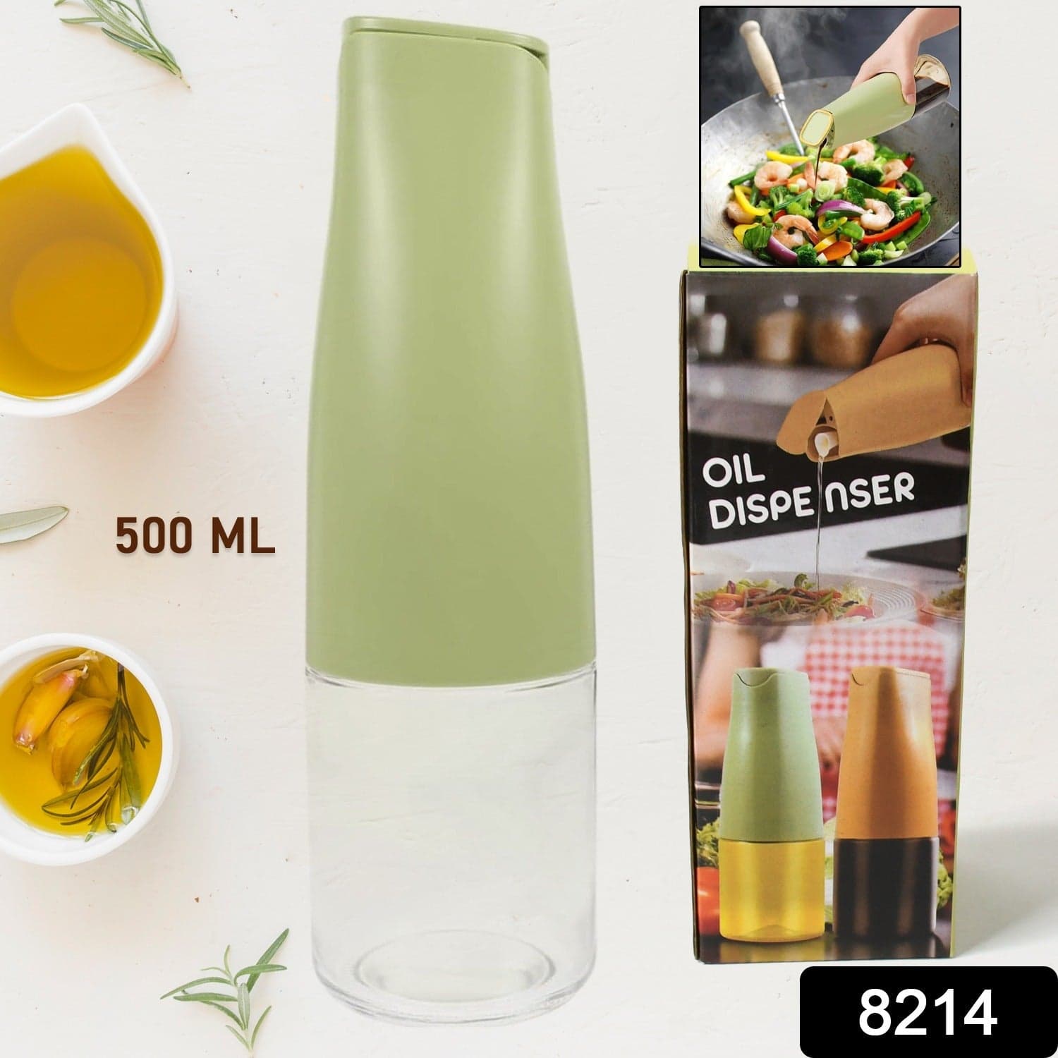 Oil Dispenser, 500Ml Cooking Oil Dispensing Cruets, Oil Bottle With Automatic Open Lid, Cooking Oil Bottle For Kitchen Grilling Frying (500 Ml) thumbnail 2