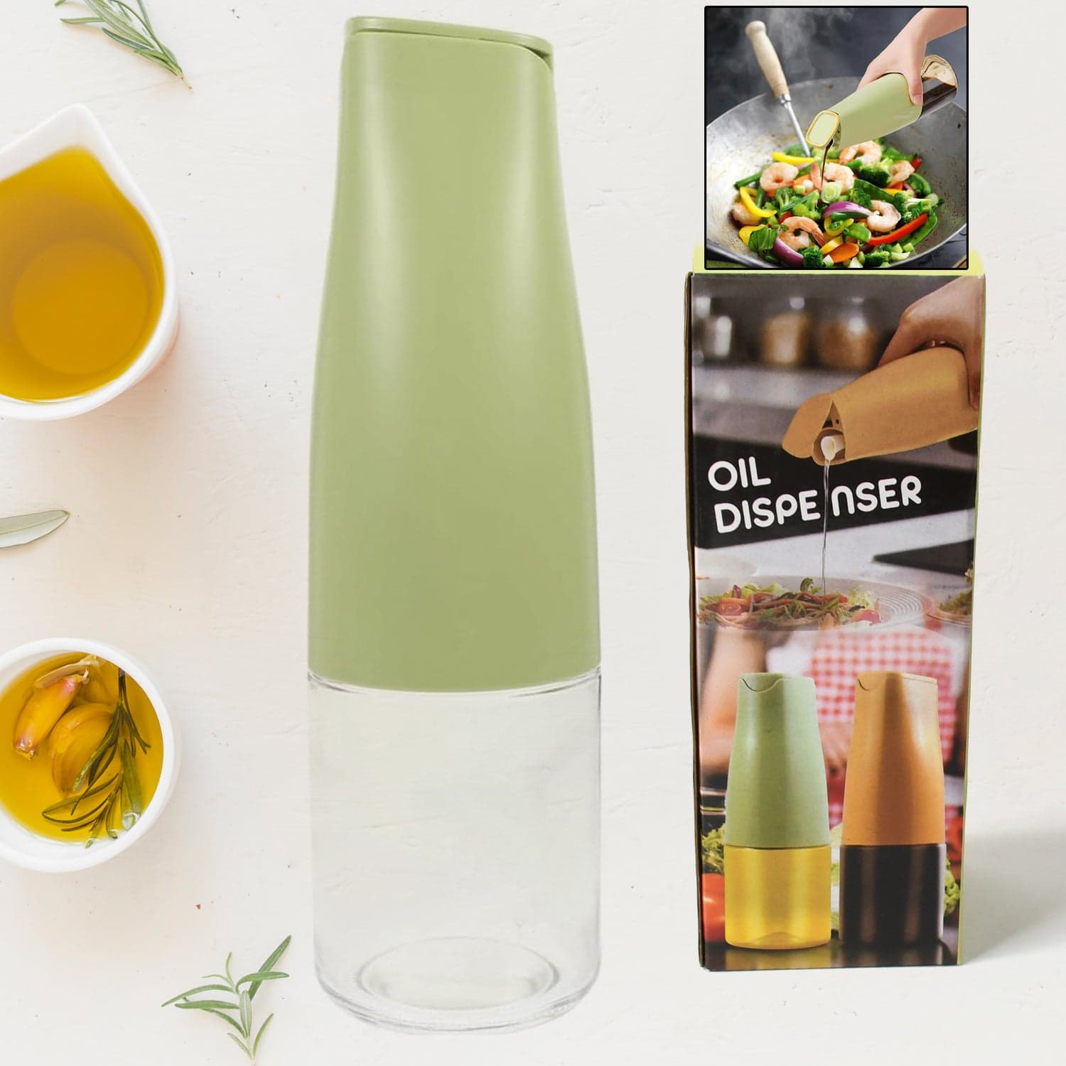 Oil Dispenser, 500Ml Cooking Oil Dispensing Cruets, Oil Bottle With Automatic Open Lid, Cooking Oil Bottle For Kitchen Grilling Frying (500 Ml) thumbnail 3