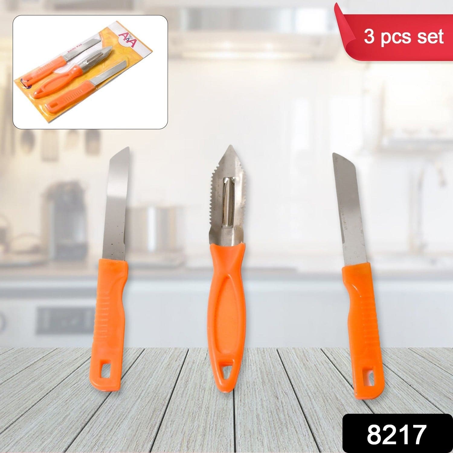3In1 Multipurpose Stainless Steel Classic Kitchen Knife Set Of 3 For Fruits And Vegetable Chopping / Cutting / Peeling thumbnail 2