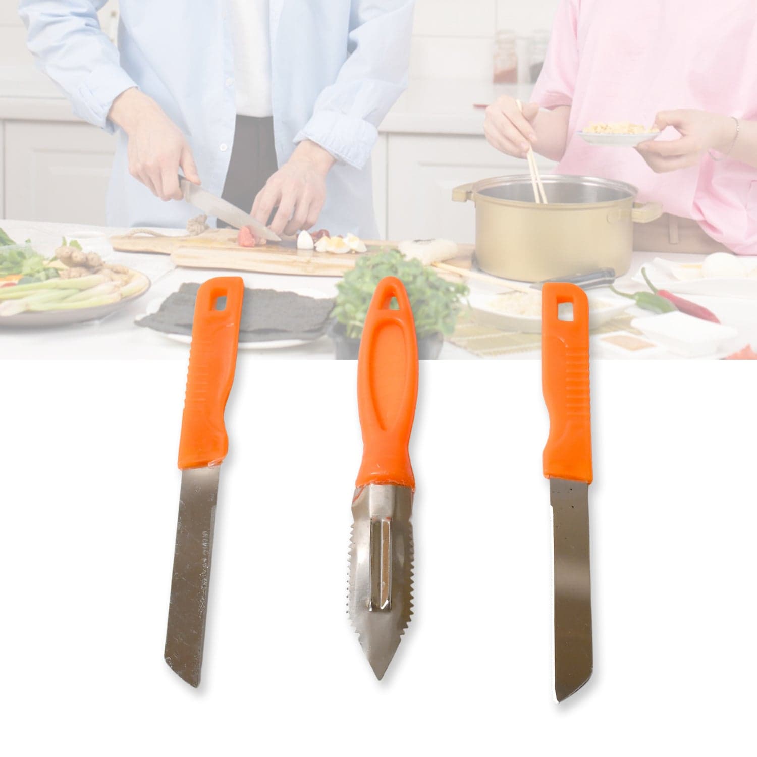 3In1 Multipurpose Stainless Steel Classic Kitchen Knife Set Of 3 For Fruits And Vegetable Chopping / Cutting / Peeling thumbnail 7