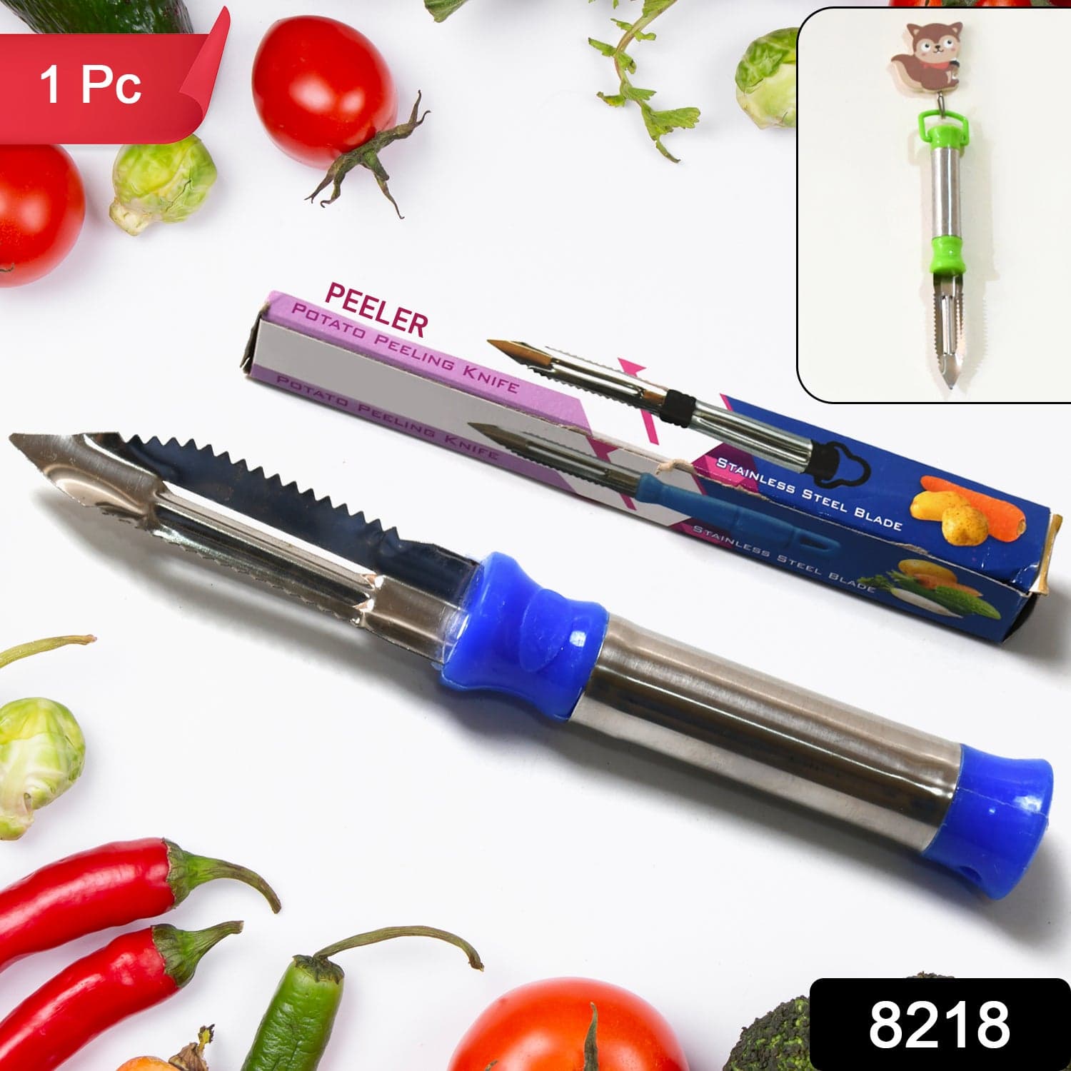 Stainless Steel 2-in-1 Vegetable Peeler - Multifunctional Grater with Hanging Ring (1 pc) thumbnail 2