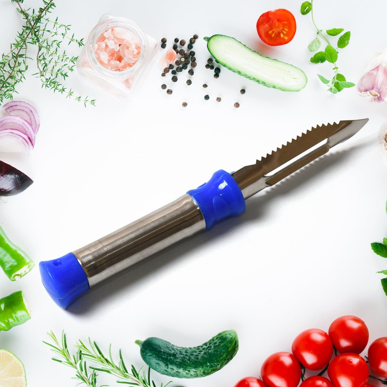 Stainless Steel 2-in-1 Vegetable Peeler - Multifunctional Grater with Hanging Ring (1 pc) thumbnail 7
