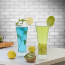 High Quality Faluda Ice Cream Juicer And Water Glasses Set Of 6 Transparent (Plastic 300 Ml Approx)