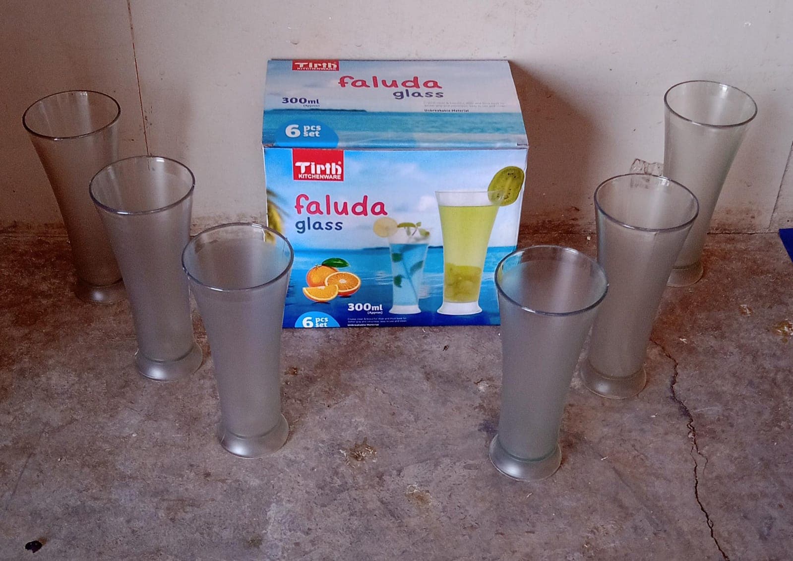 High Quality Faluda Ice Cream Juicer And Water Glasses Set Of 6 Transparent (Plastic 300 Ml Approx) thumbnail 8