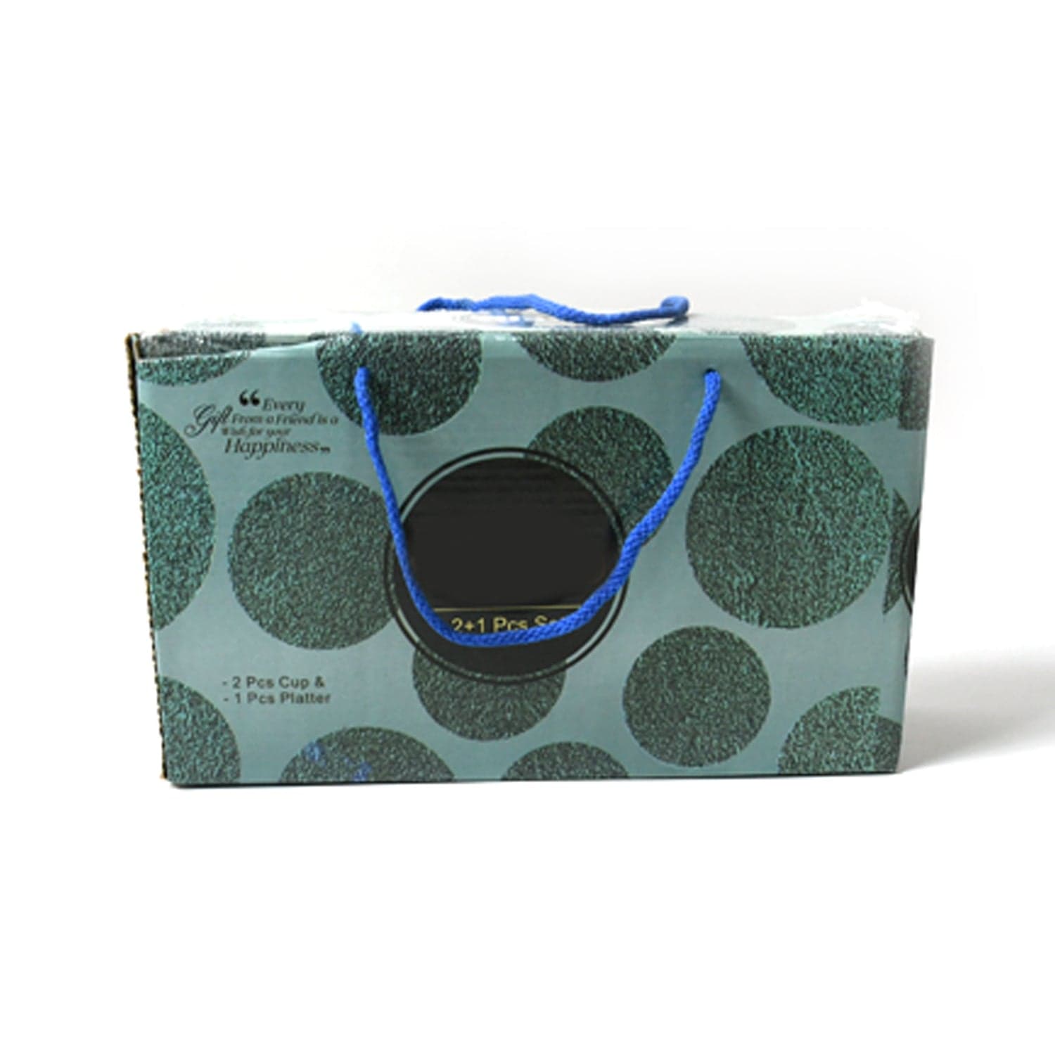 Ceramic Tea/Coffee Cup Set - Alpino 3-Piece with 2-Compartment Serving Platter (BPA-Free) thumbnail 4