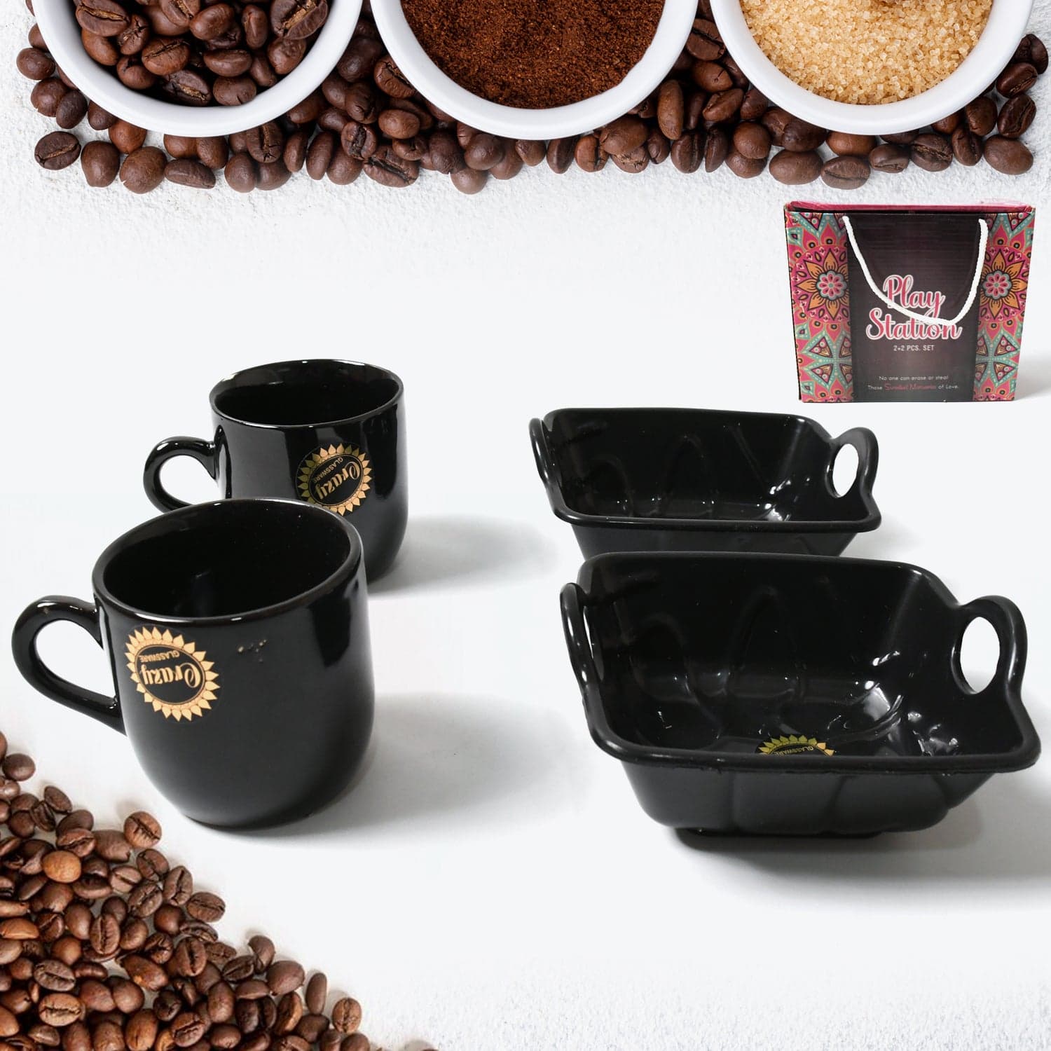 Play Station Ceramic Tea / Cups / Mug Set With Handle Serving Bowl Milk Cup thumbnail 3