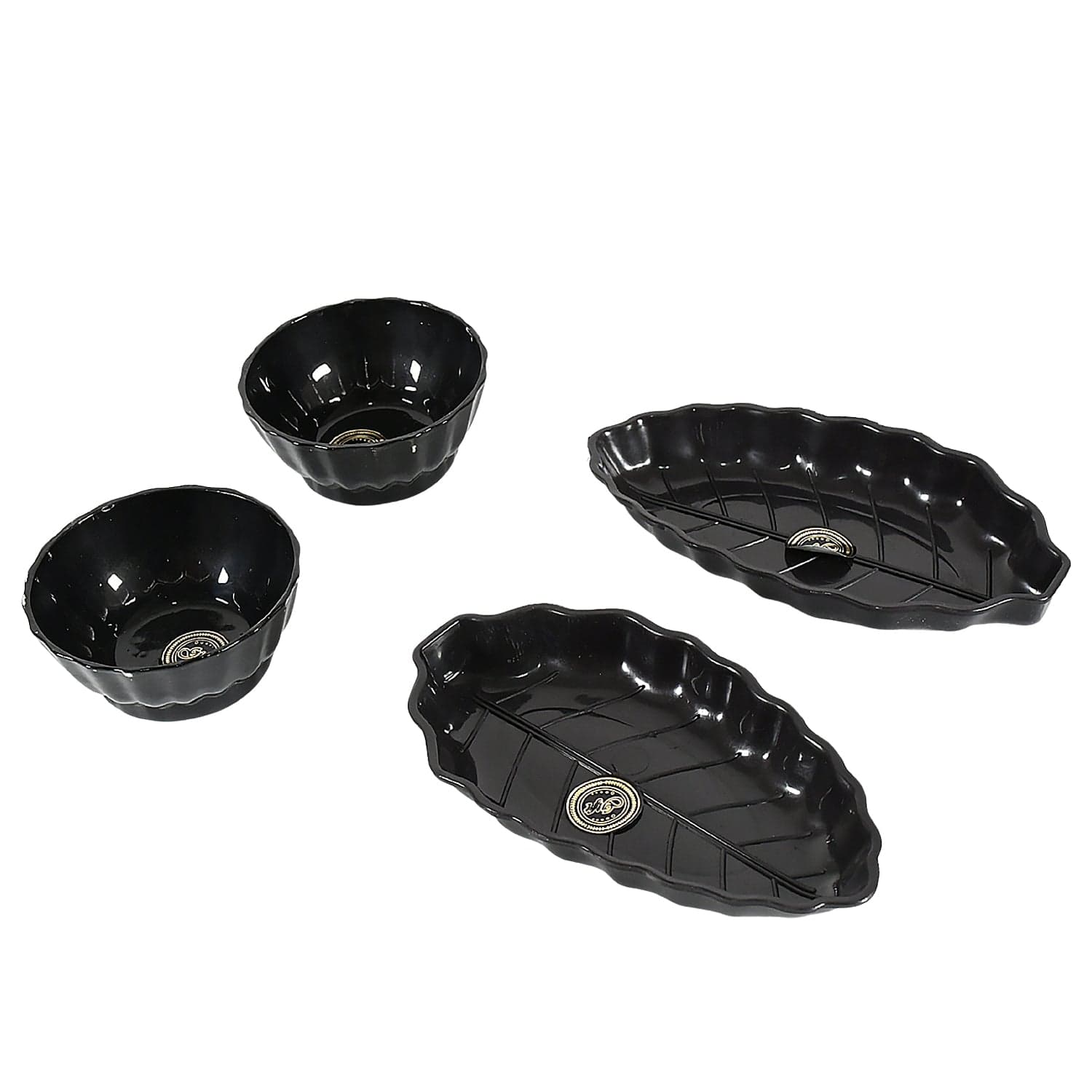 Ertiga Round Ceramic Bowl With Plastic Leaf Shape Serving Platter Portable thumbnail 5