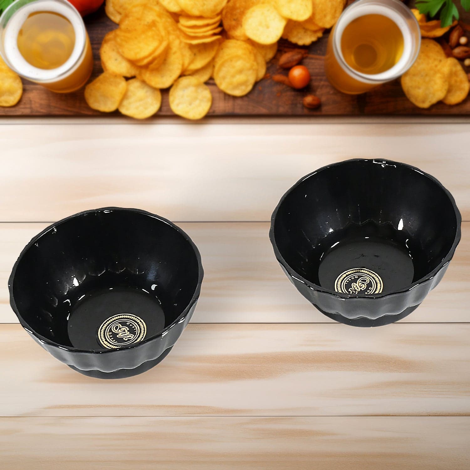 Ertiga Round Ceramic Bowl With Plastic Leaf Shape Serving Platter Portable thumbnail 6