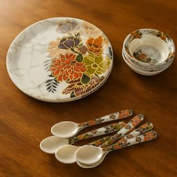 Dream 18-Piece Plastic Dinner Set Of Unique Flower Design