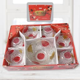 Rose Glass Multipurpose Pudding / Dessert / Ice Cream Bowl Set For Home Use