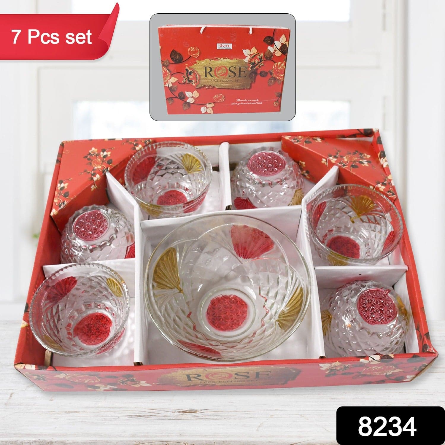 Rose Glass Multipurpose Pudding / Dessert / Ice Cream Bowl Set For Home Use thumbnail 2