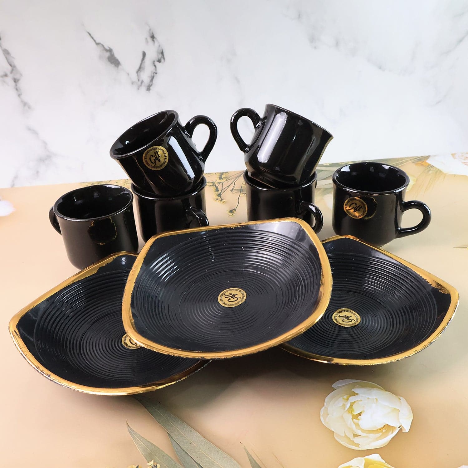Sweet Buzz 9-Piece Seashell Ceramic Cup Set of Ideal for Home & Gifts thumbnail 7