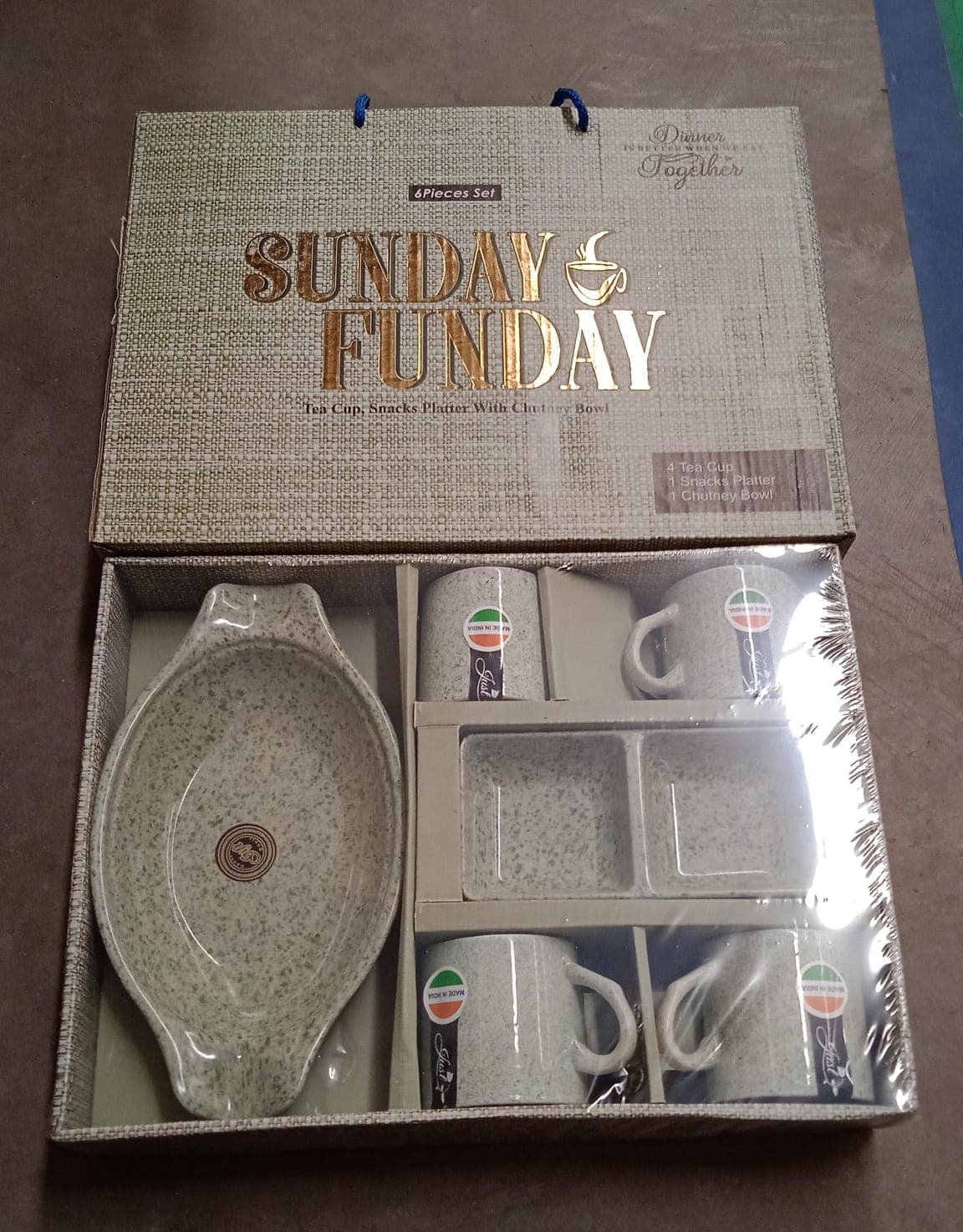 Sunday Funday 6-Piece Tea Set of Platter & Dual Bowl thumbnail 7