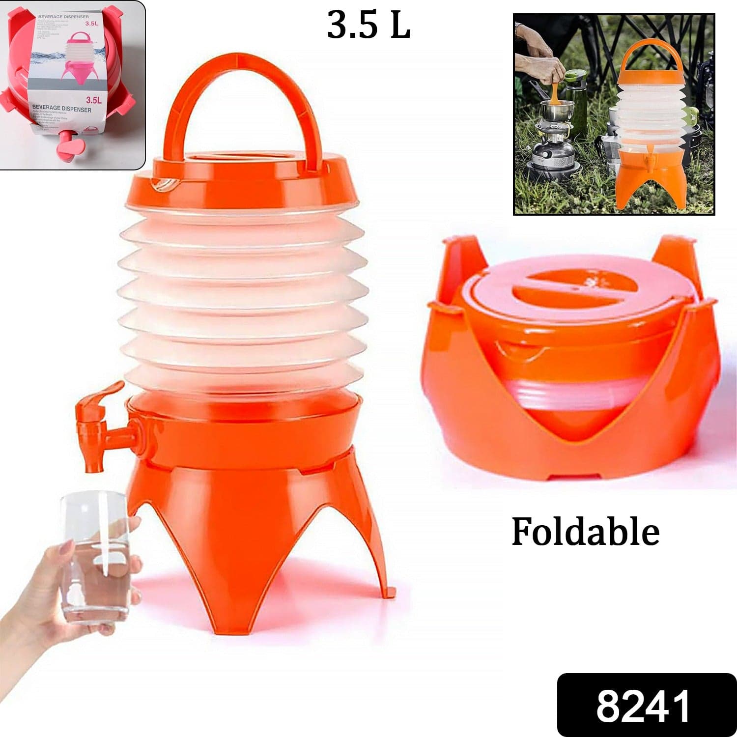 Plastic Collapsible Beverages Container With Tap Cold Drink Dispenser (3.5 Litter/ Multicolor) thumbnail 2