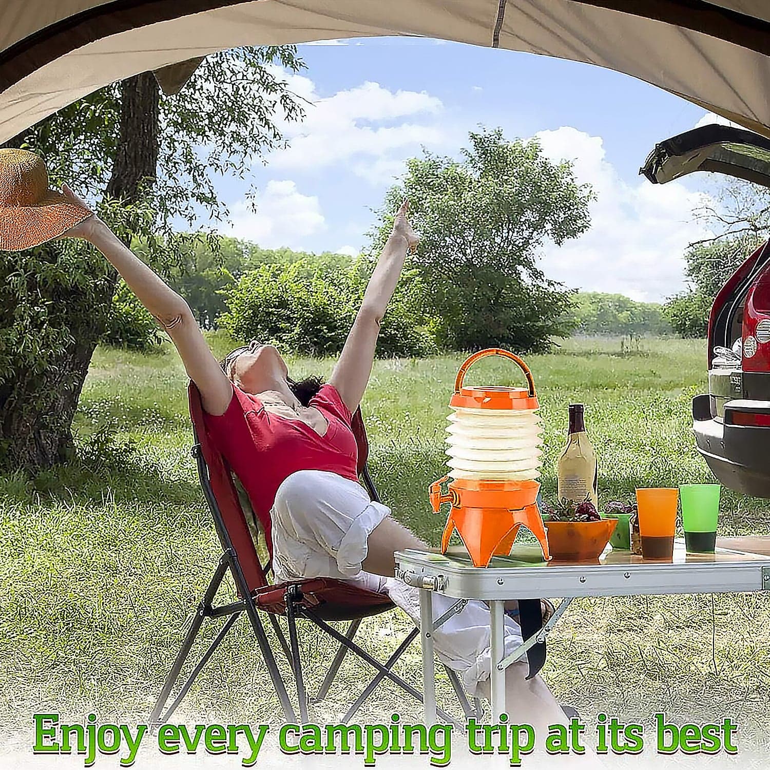 Plastic Collapsible Beverages Container With Tap Cold Drink Dispenser (3.5 Litter/ Multicolor) thumbnail 4