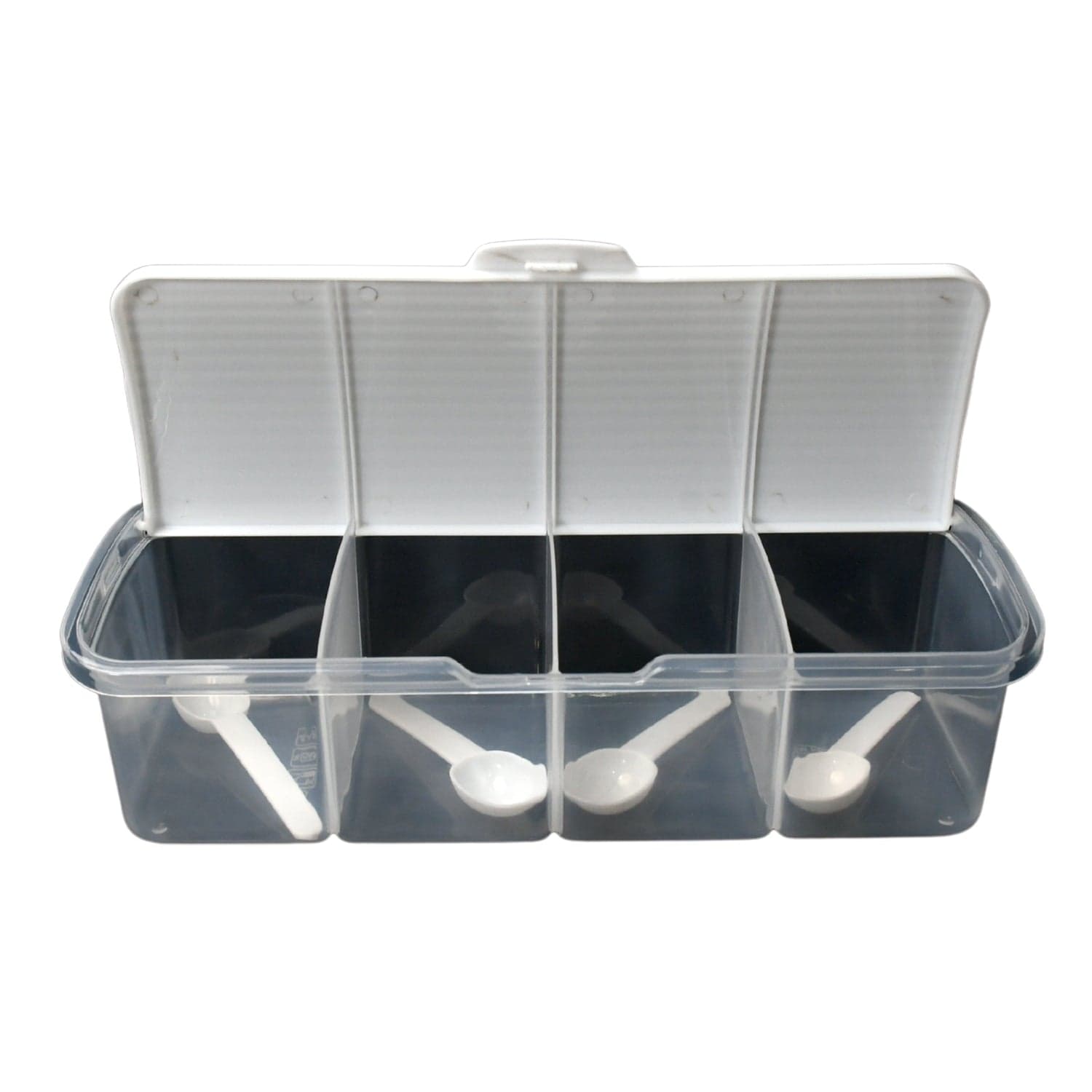 Kitchen Multipurpose Air-tight 4 Sections Storage Containers / Masala Box Pickle (Achar) Jar with 4 spoon for each section (1 Pc / Mix Color) thumbnail 5