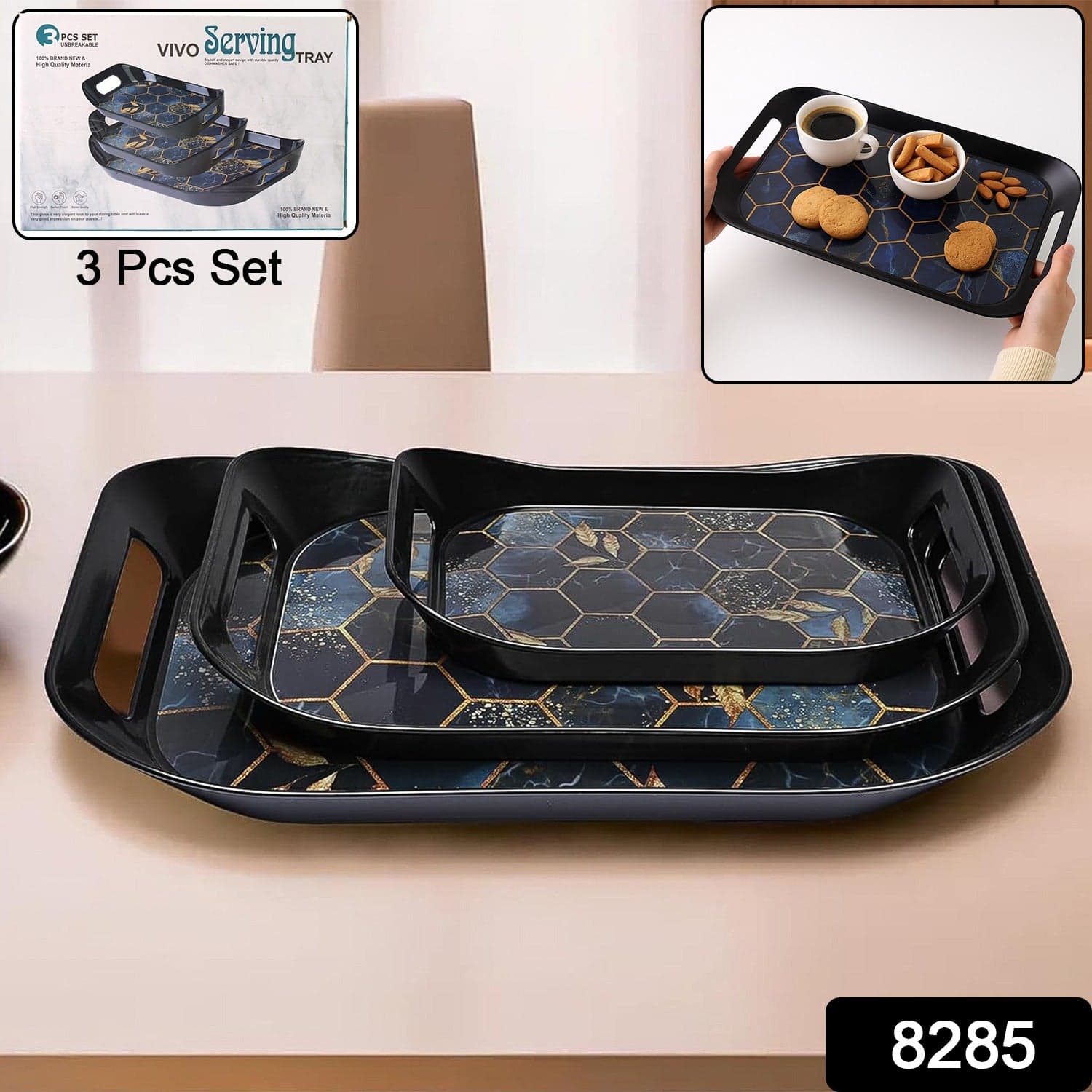 Premium Plastic Serving Tray 3 Pc thumbnail 1