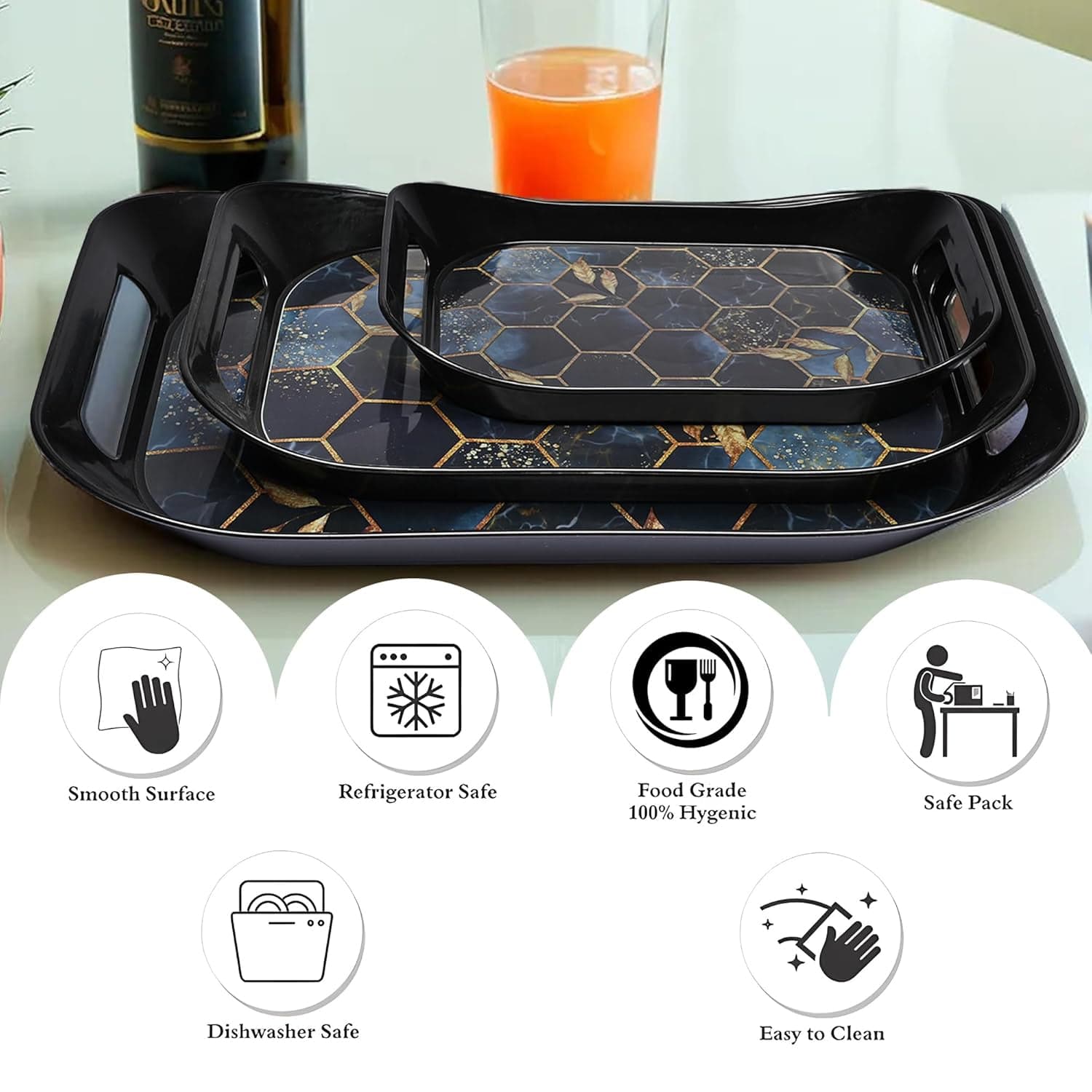 Premium Plastic Serving Tray 3 Pc thumbnail 5