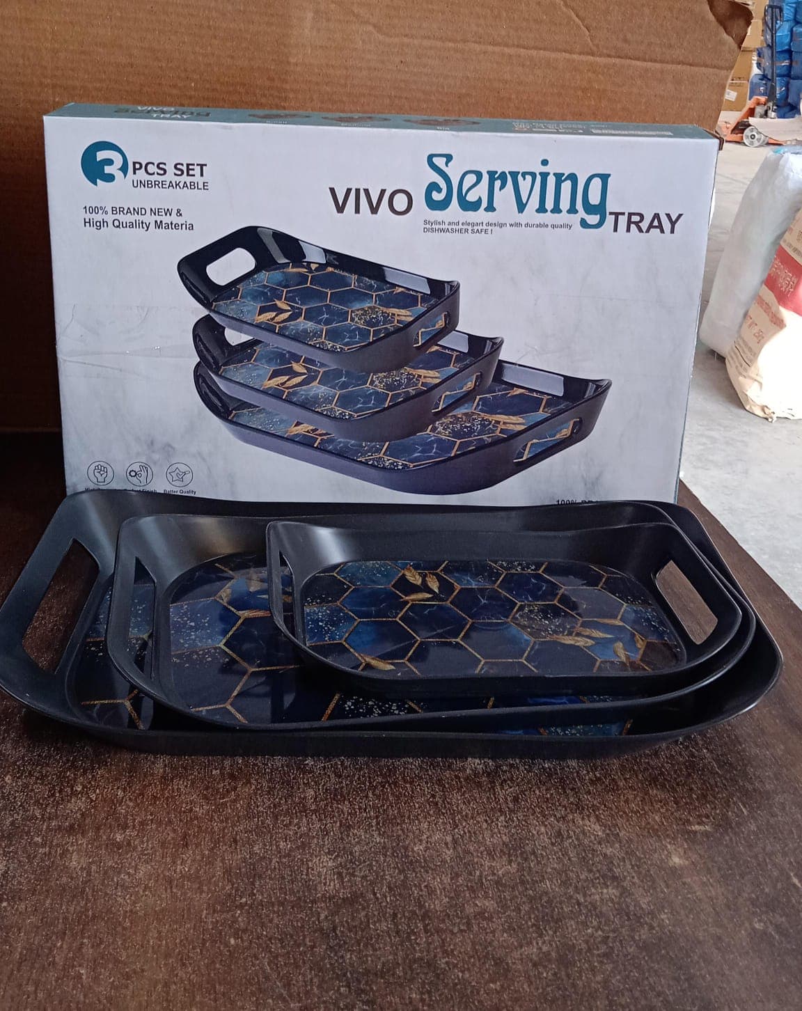 Premium Plastic Serving Tray 3 Pc thumbnail 7