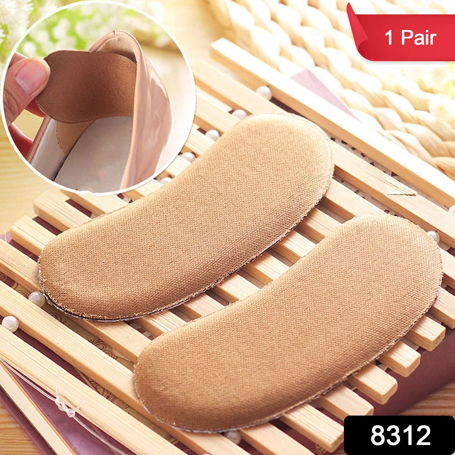 Fabric Sticky Shoe Back Heel Insoles Protector Liner Pads (1 Pair) thumbnail 2