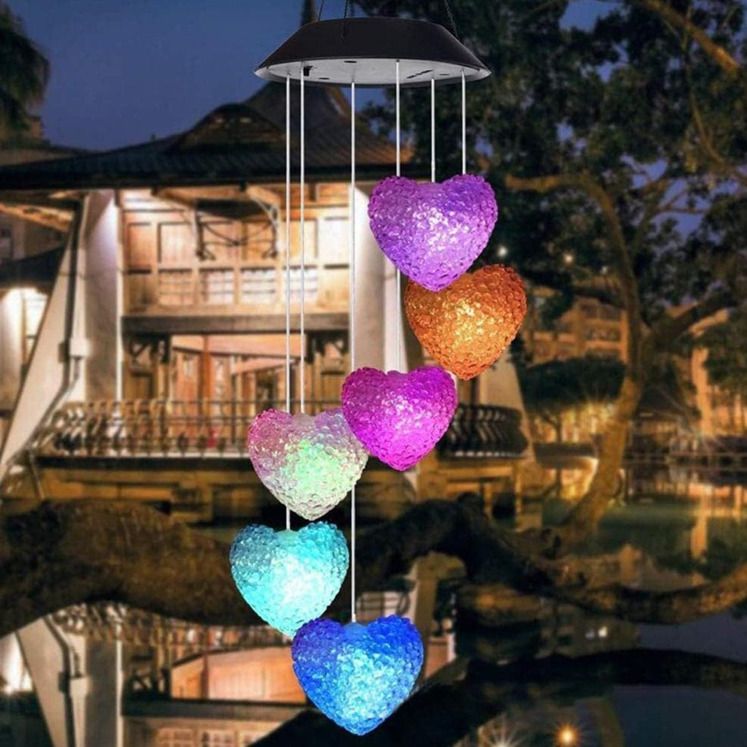 Solar Powered Wind Chimes with Lights: Outdoor Garden Decor (6 LED) thumbnail 1