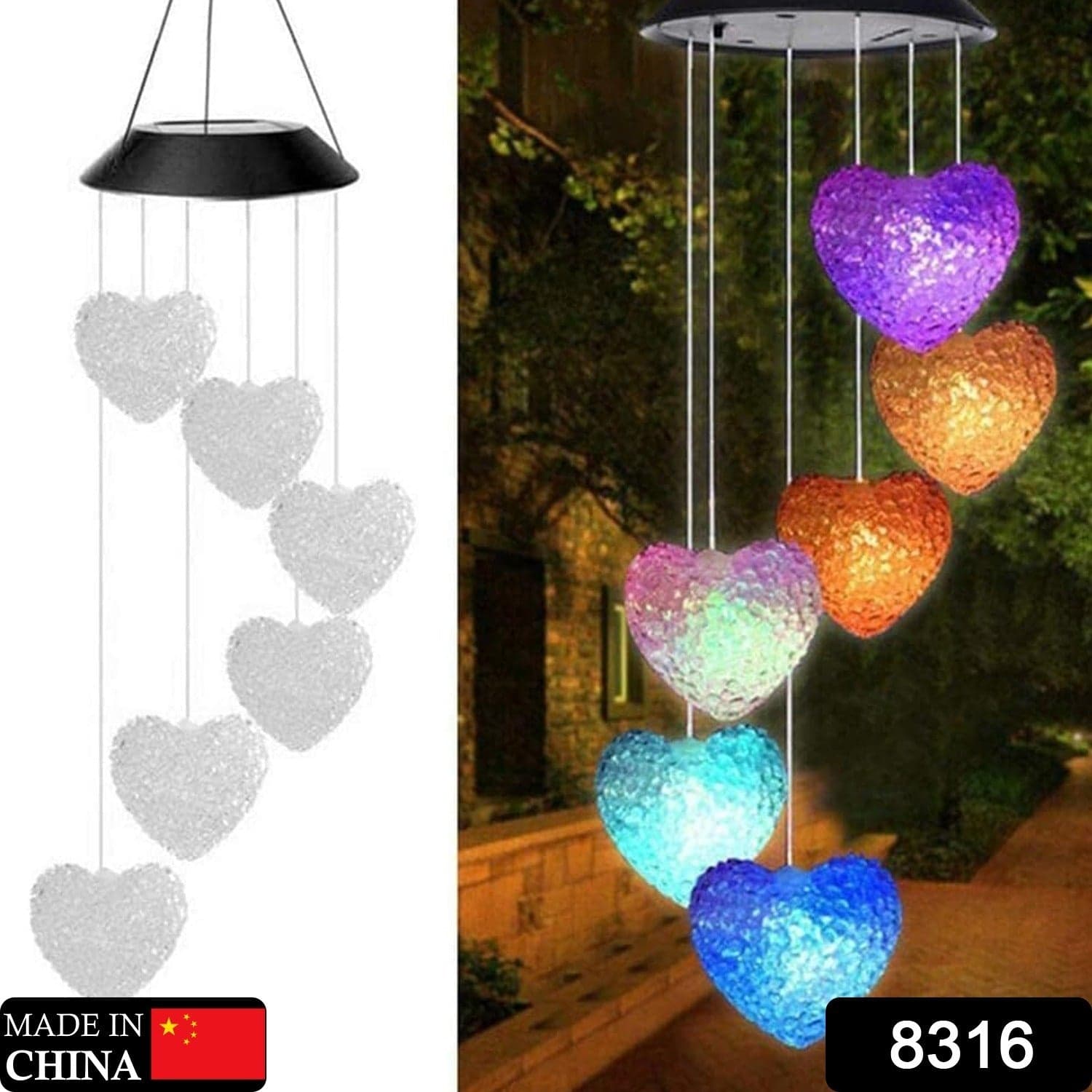 Solar Powered Wind Chimes with Lights: Outdoor Garden Decor (6 LED) thumbnail 2