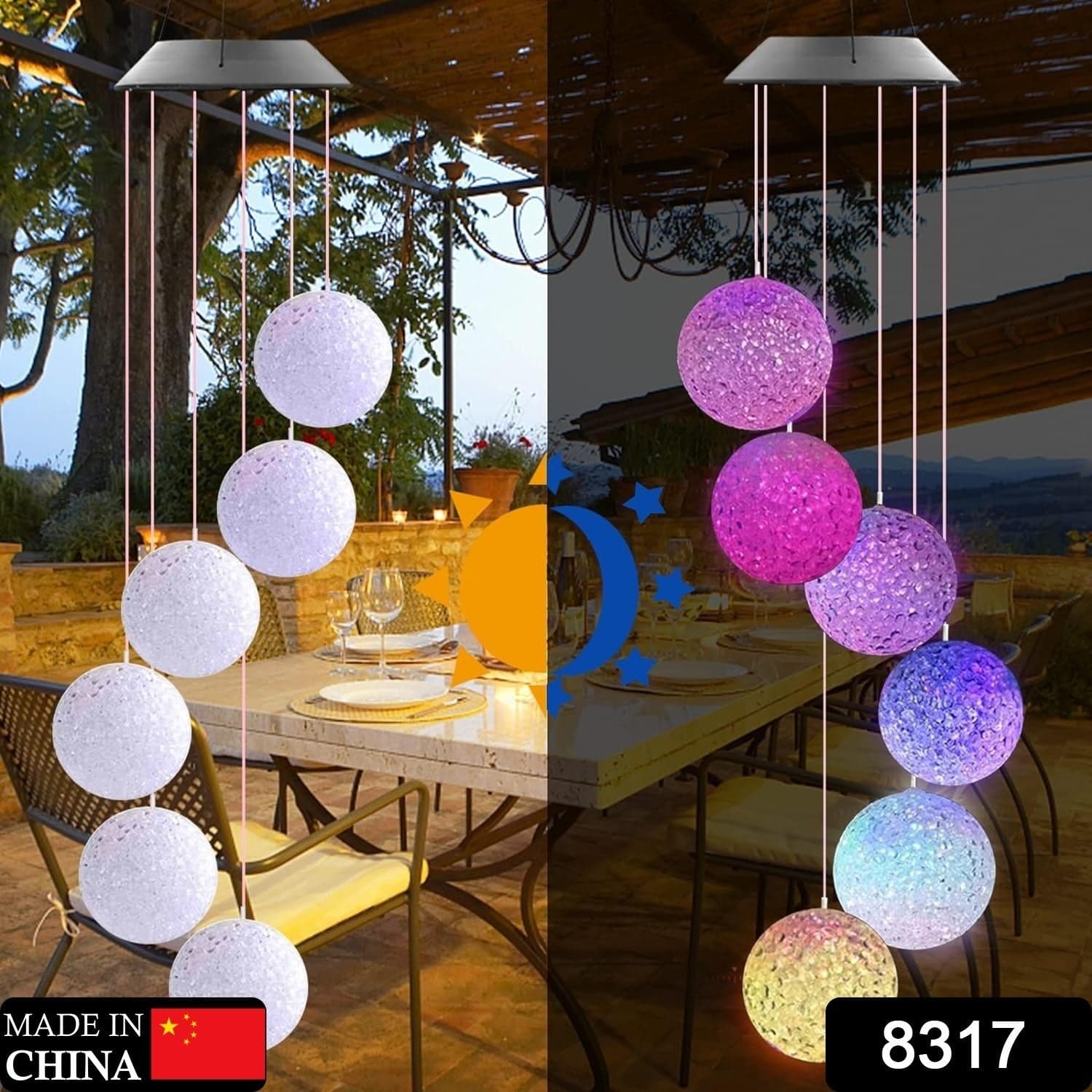 Solar Crystal Ball Color Changing Solar Powered Led Hanging Light For Patio Yard Garden Home Outdoor Night Decor thumbnail 3