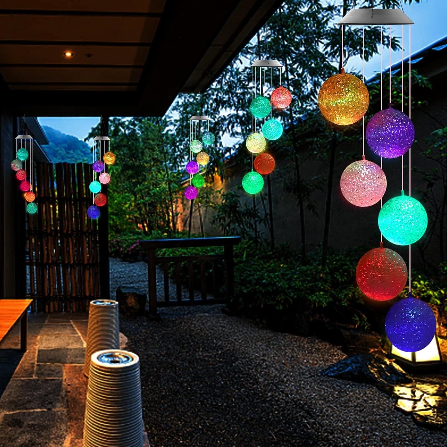 Solar Crystal Ball , Color Changing Solar Powered Led Hanging Light Mobile For Patio Yard Garden Home Outdoor Night Decor, Gifts thumbnail 4