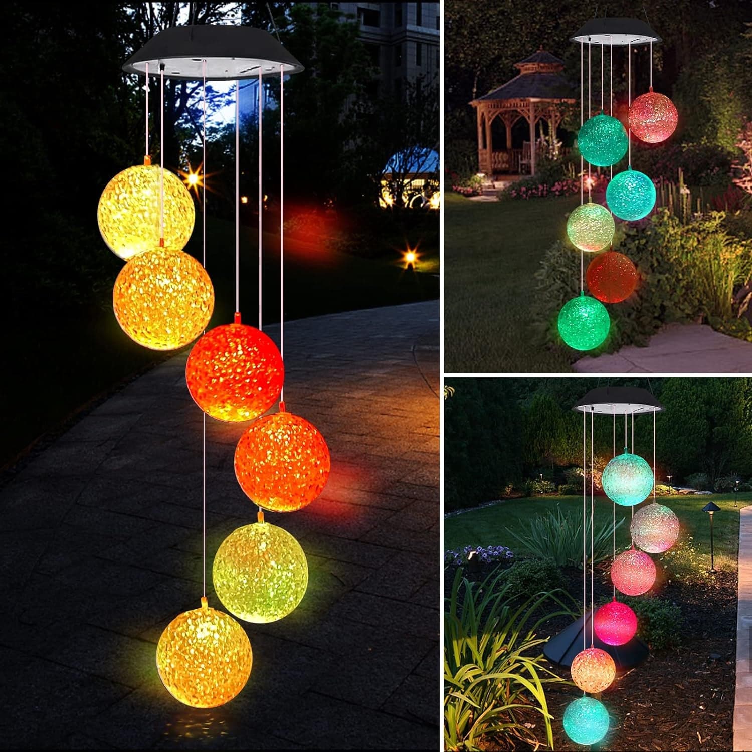 Solar Crystal Ball , Color Changing Solar Powered Led Hanging Light Mobile For Patio Yard Garden Home Outdoor Night Decor, Gifts thumbnail 5