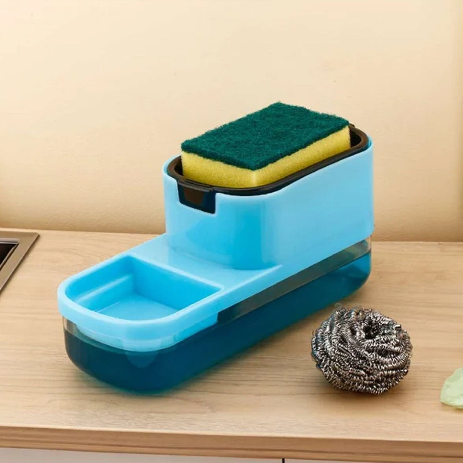 2 in 1 Plastic Dish Soap Liquid Dispenser Sponge Holder ,Sabudani (1 Set) thumbnail 4