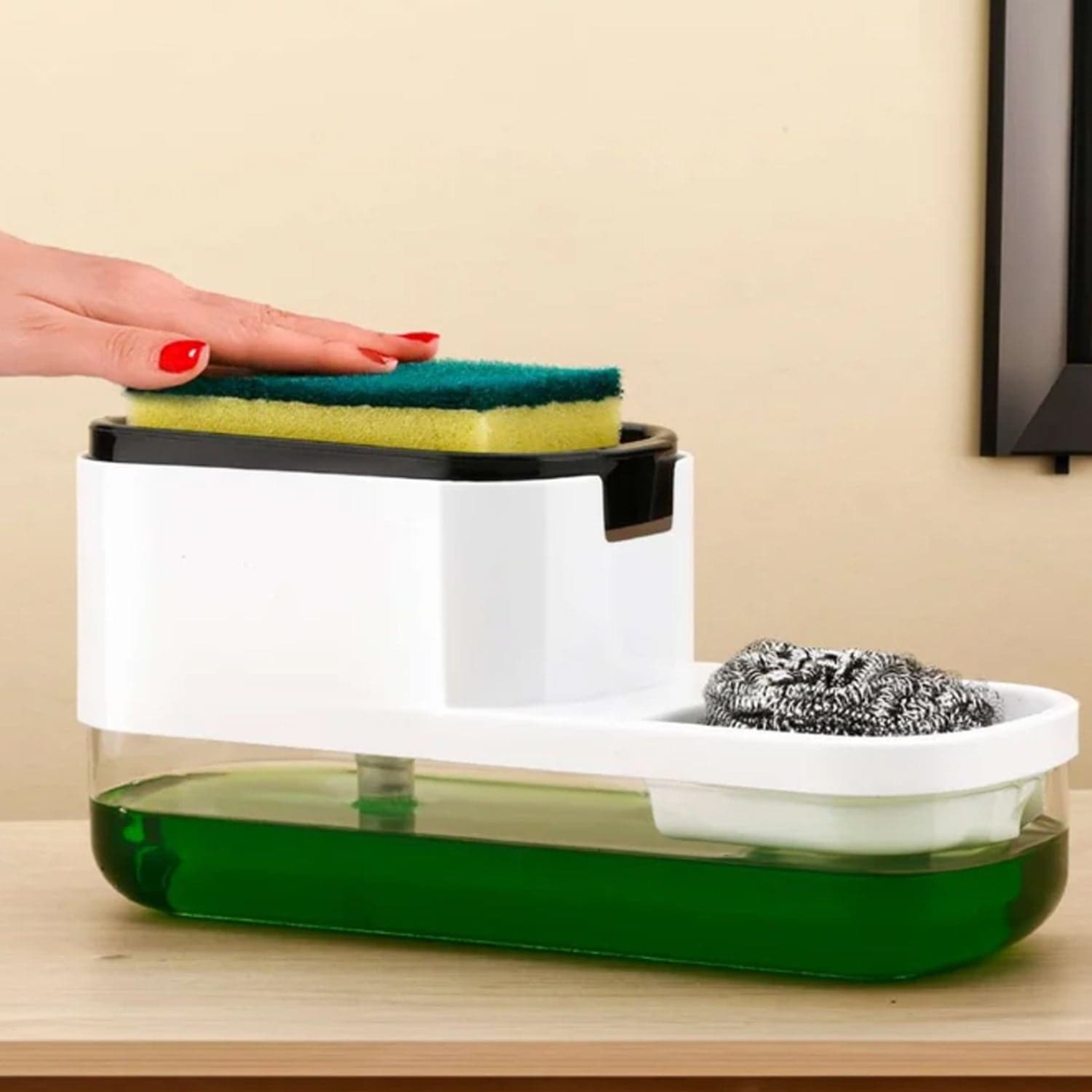 2 in 1 Plastic Dish Soap Liquid Dispenser Sponge Holder ,Sabudani (1 Set) thumbnail 8