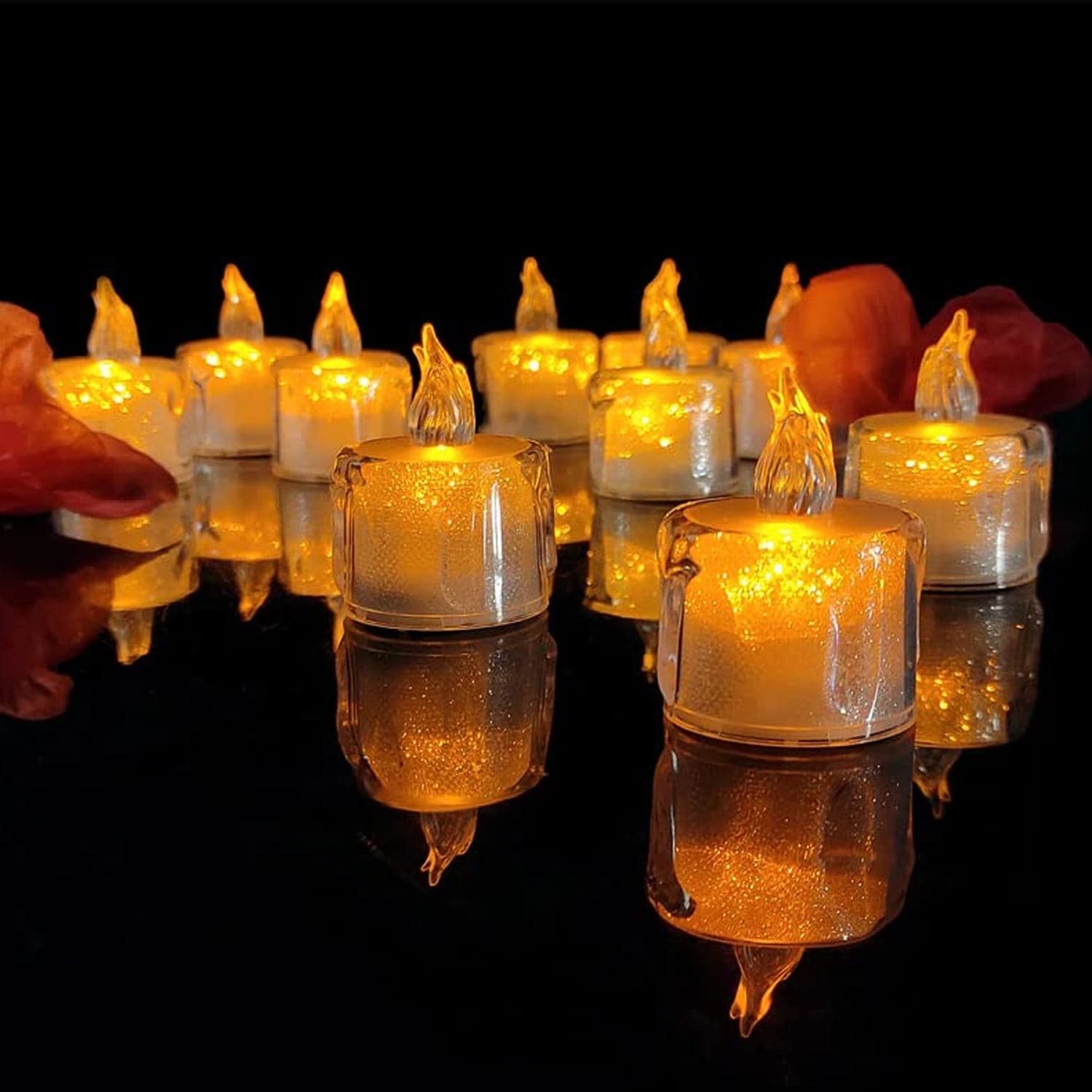 12 Pcs Flameless And Smokeless Decorative Acrylic Candles Transparent Led Tea Light Candle For Gifting ID-8356 thumbnail 1