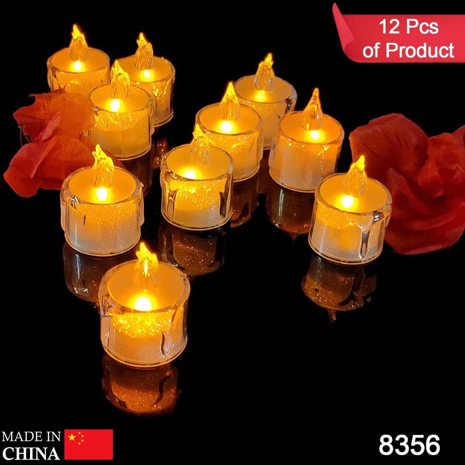 12 Pcs Flameless And Smokeless Decorative Acrylic Candles Transparent Led Tea Light Candle For Gifting ID-8356 thumbnail 2