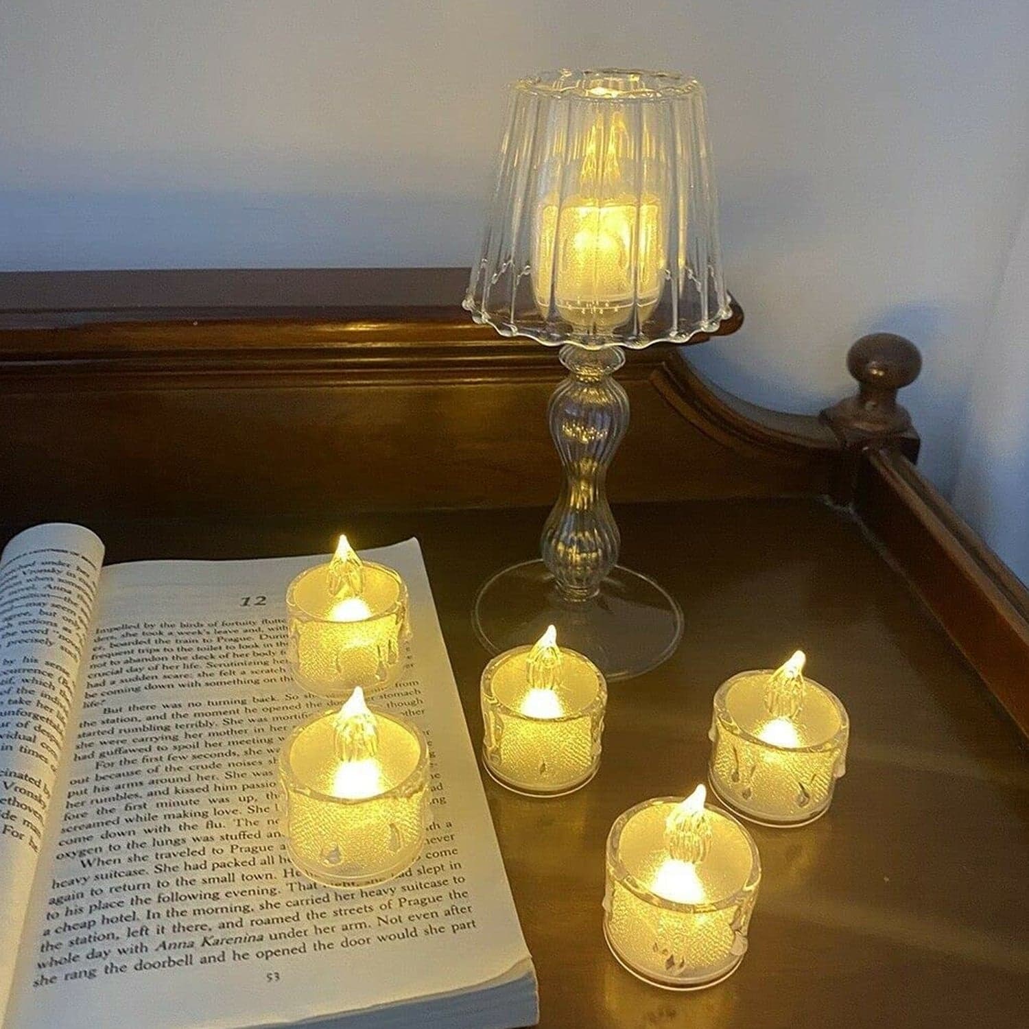 12 Pcs Flameless And Smokeless Decorative Acrylic Candles Transparent Led Tea Light Candle For Gifting ID-8356 thumbnail 6