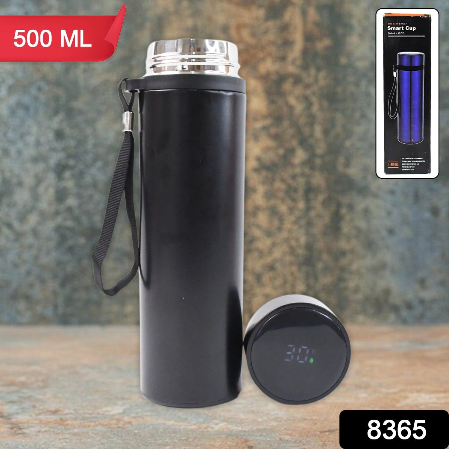 Double Wall Stainless Steel Water Bottle screen smart temperature display (500ml) thumbnail 2