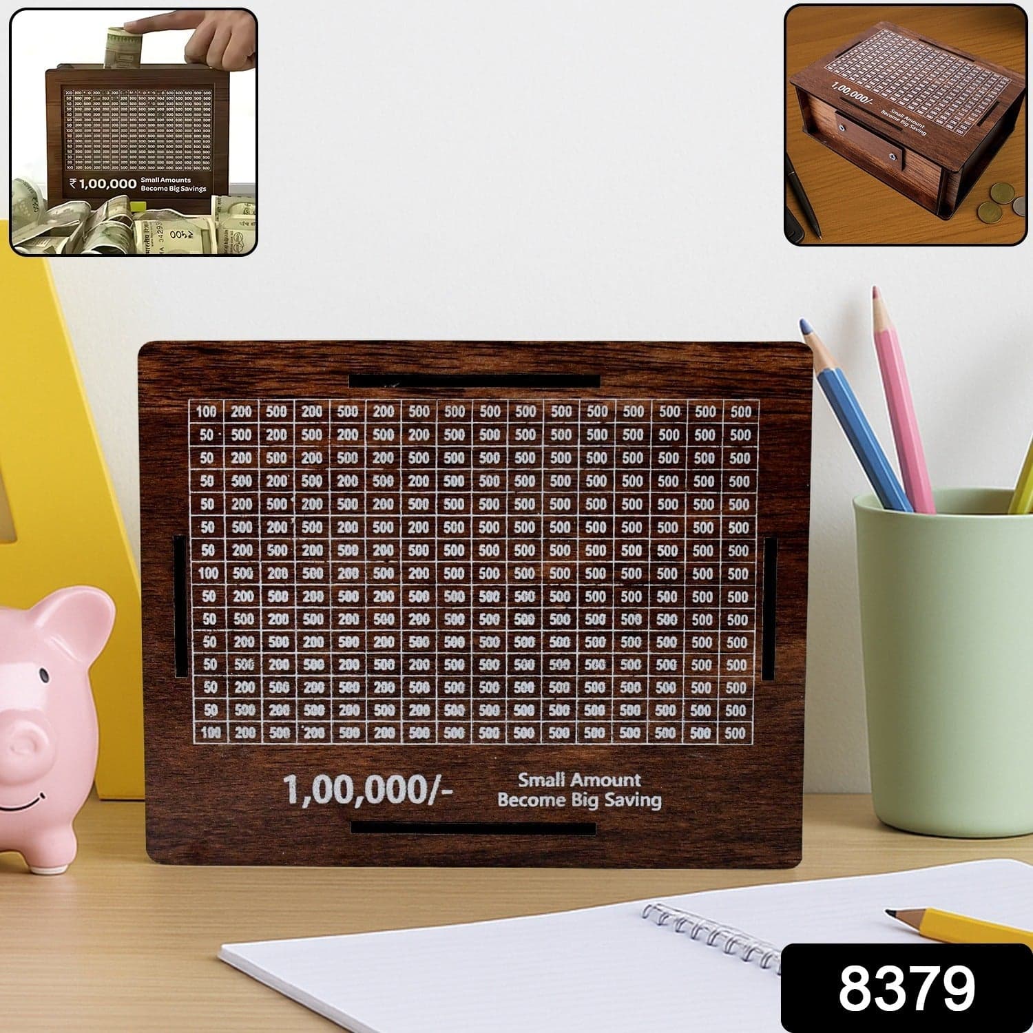 Wooden Money / Piggy Bank, Money Box (1 Pc / Pen Not Included) thumbnail 2