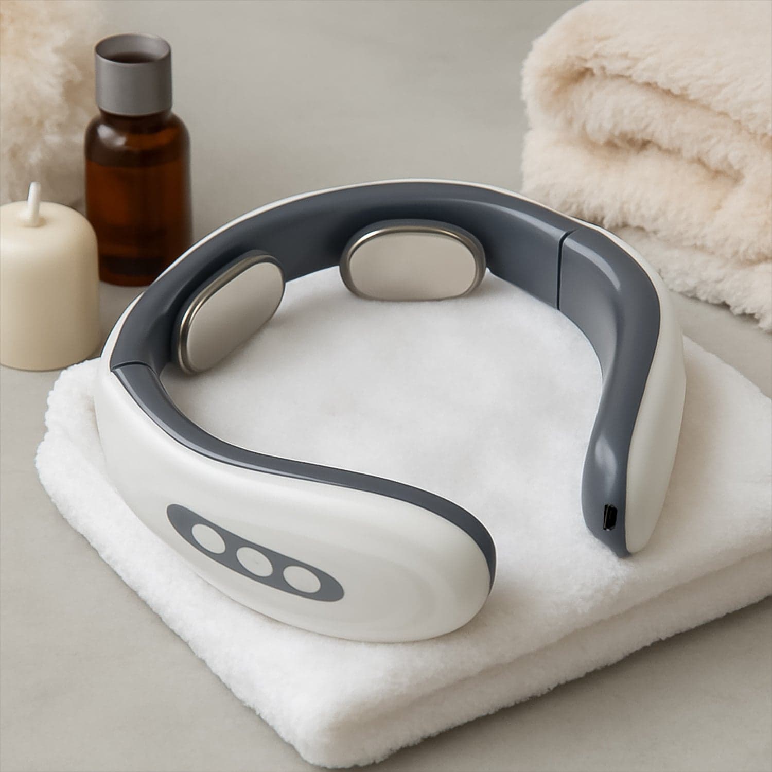 2 Heads Smart Electric Neck and Back Pulse Massager (1 Pc / Mix Design) thumbnail 1