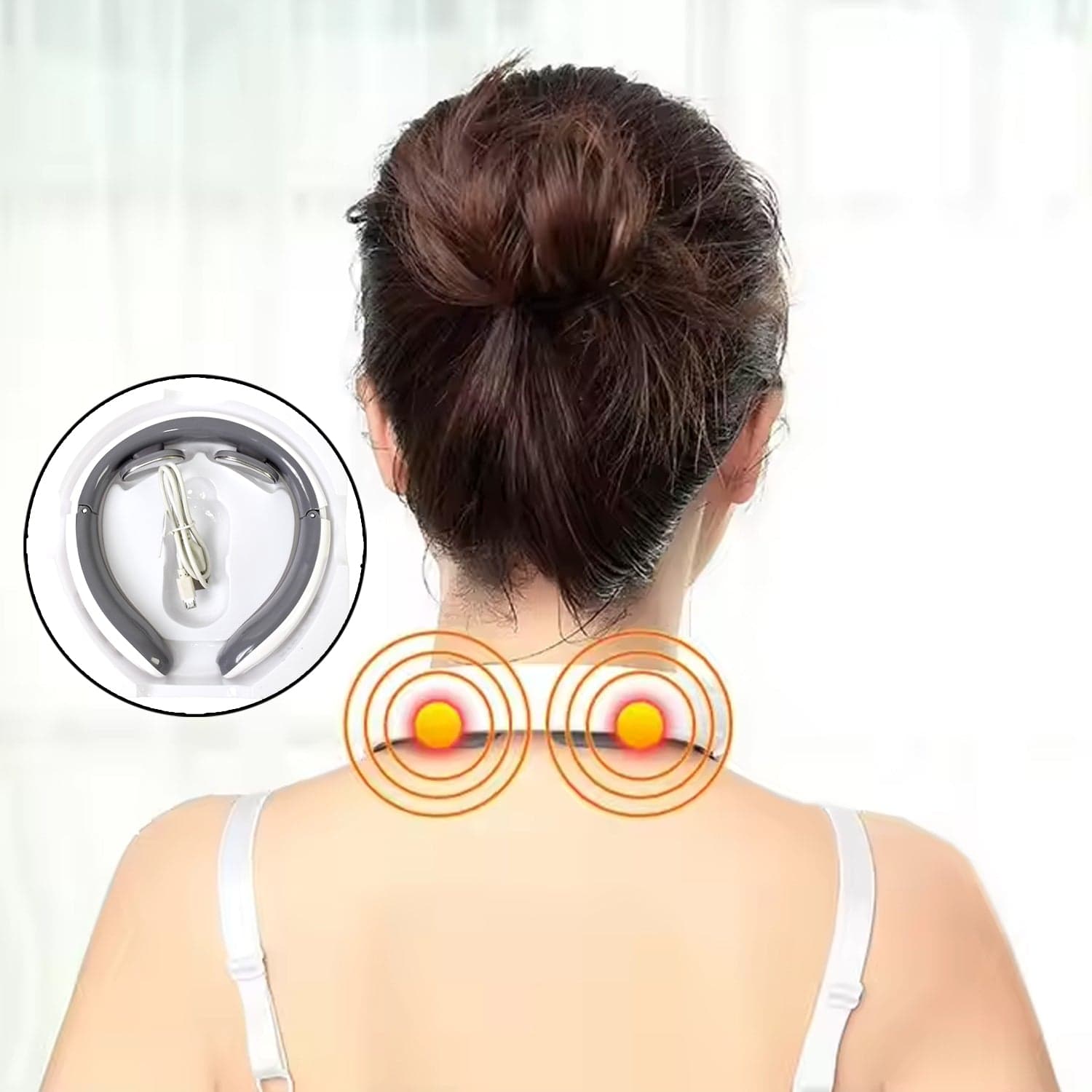 2 Heads Smart Electric Neck and Back Pulse Massager (1 Pc / Mix Design) thumbnail 3
