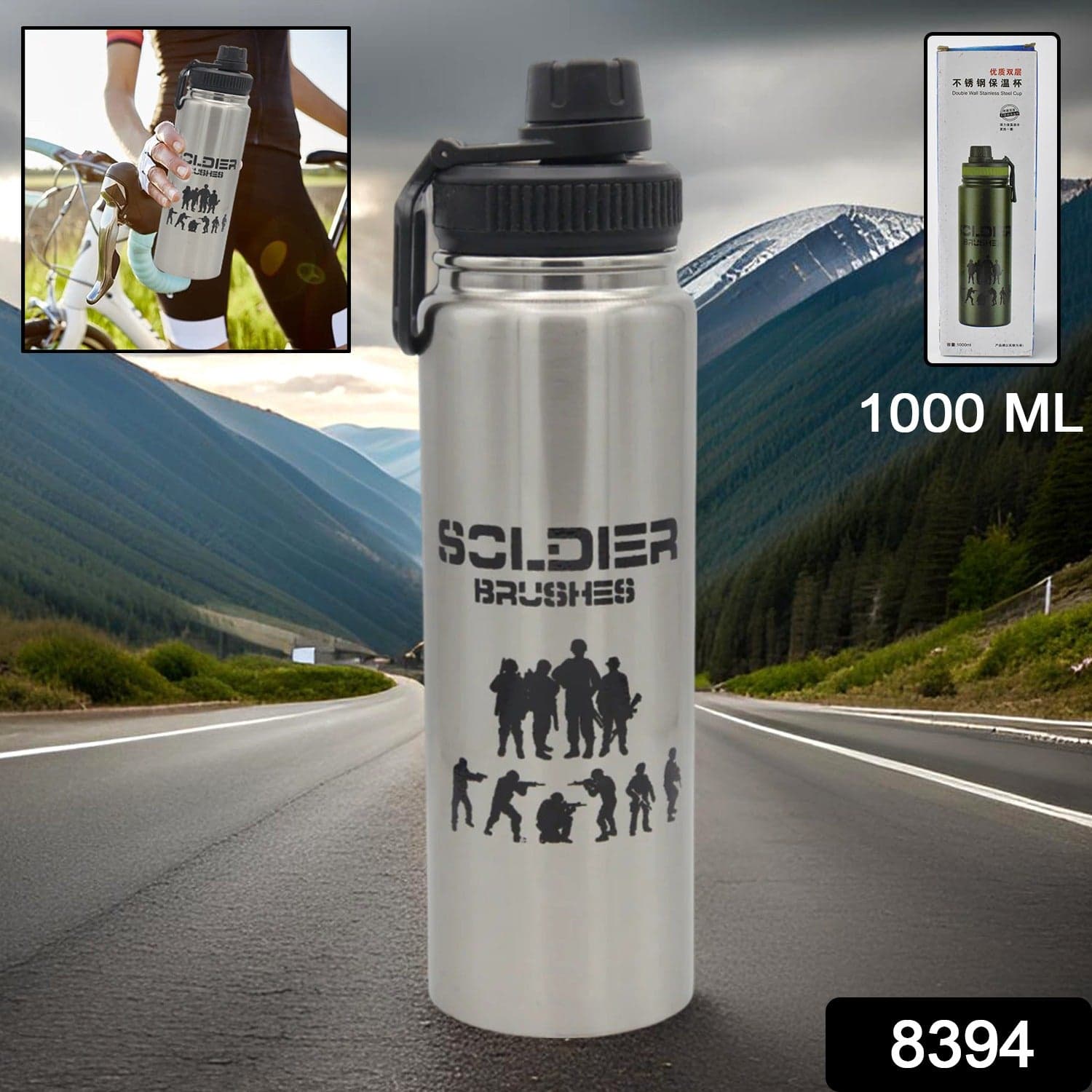 Vacuum Insulated Stainless Steel Bottle Stainless Steel (1000 ml / 1 Pc) thumbnail 2